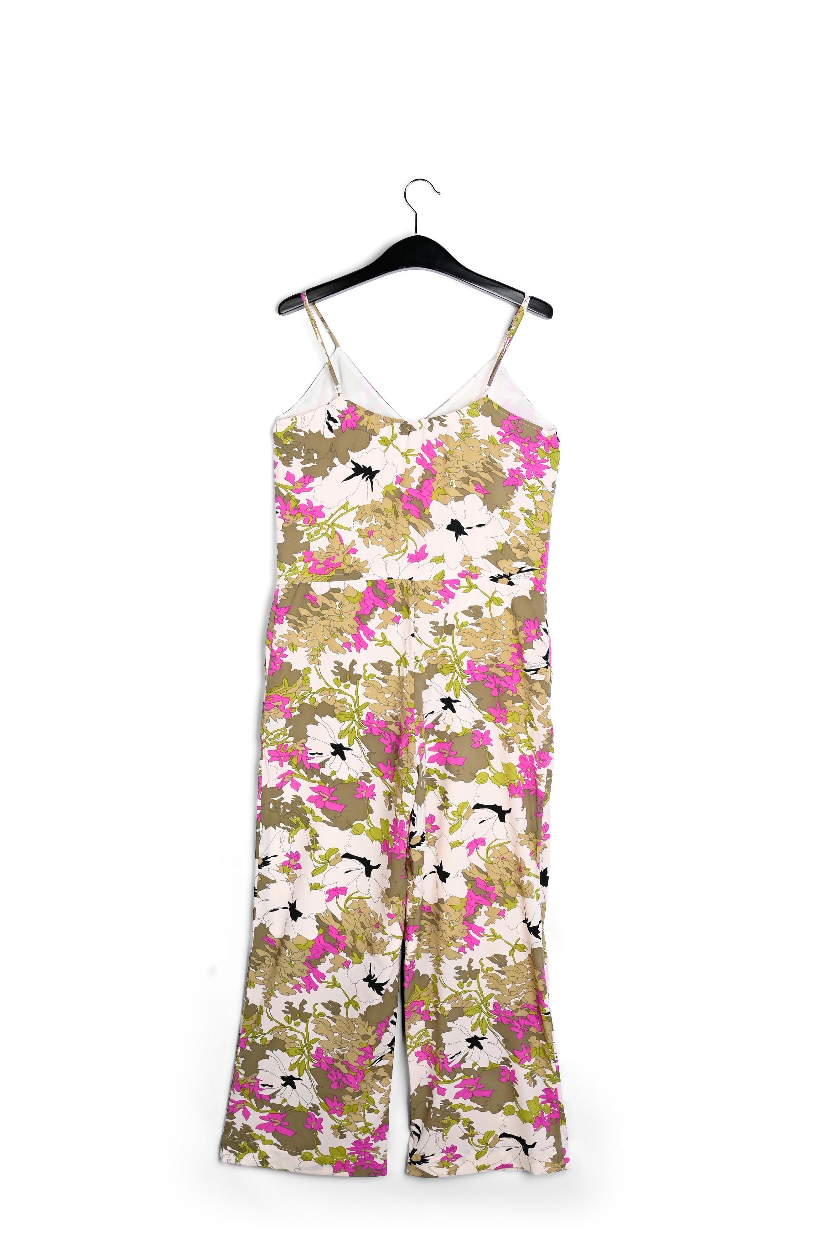 White, pink and khaki green floral jumpsuit RE—SSENTIEL second-hand photo 2