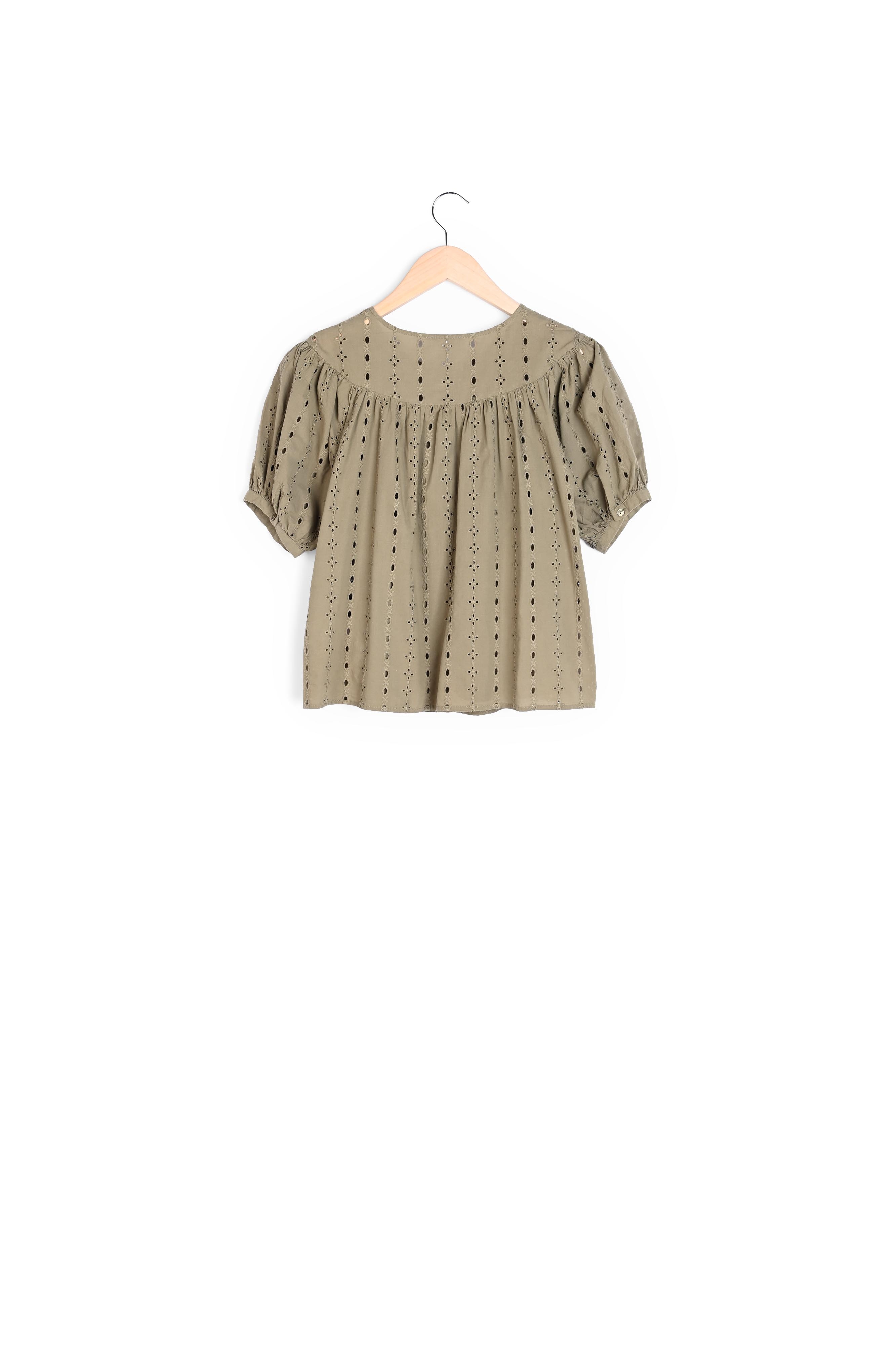 Carla - Chemise À Broderie Anglaise Et Manches Courtes