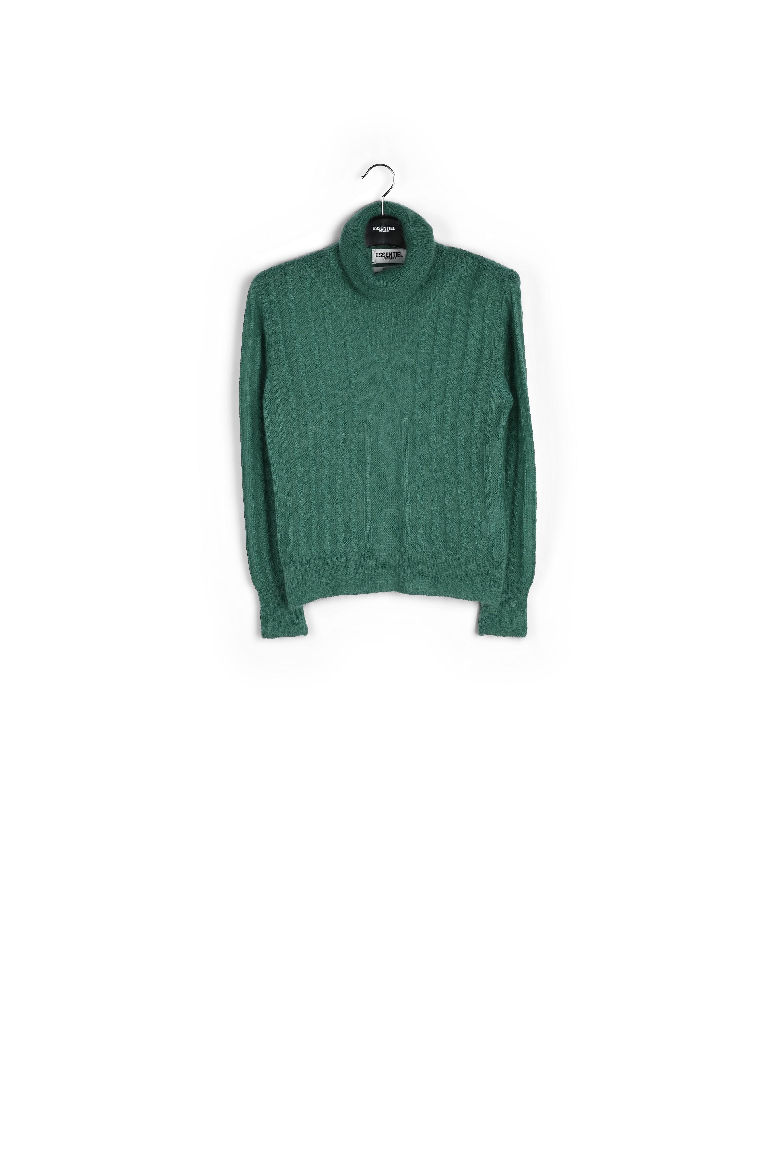 Dark green cable-knitted turtleneck sweater RE—SSENTIEL second-hand photo 1