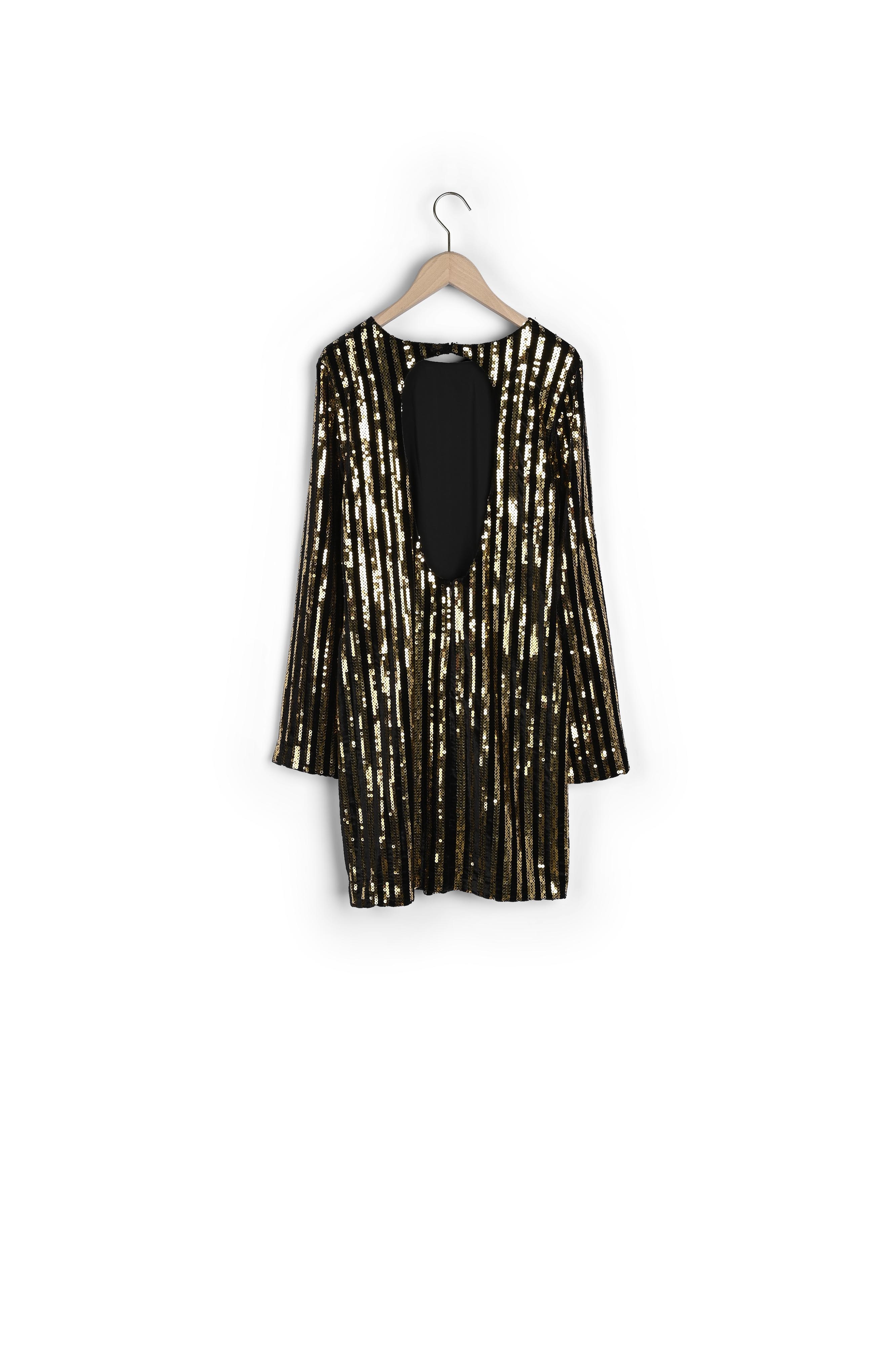 Robe Rory rayée noire et paillettes gold "blondie" Tara Jarmon seconde main photo 8