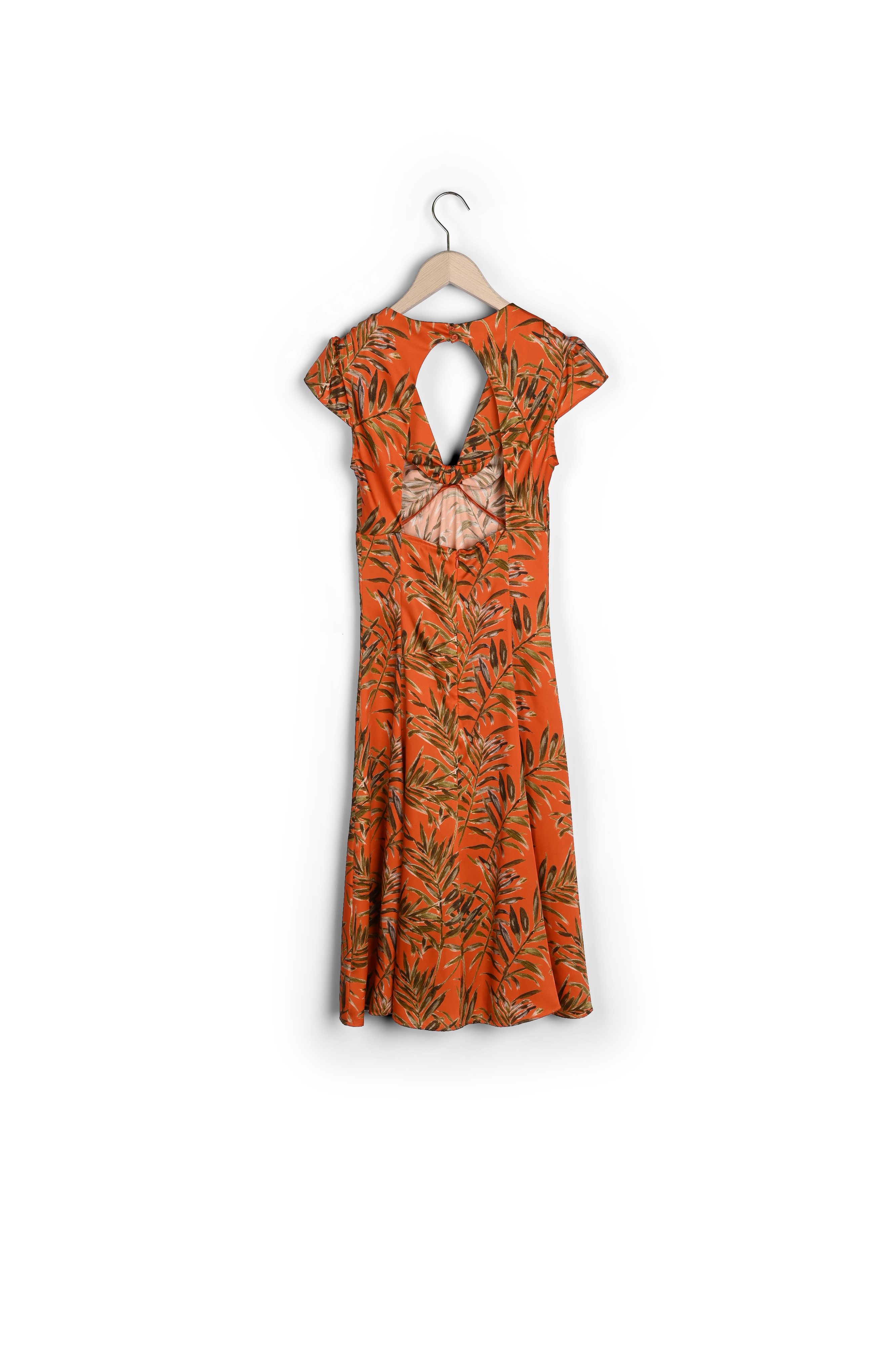 Photo produit Robe Rouelle orange imprimé palmes numéro 1