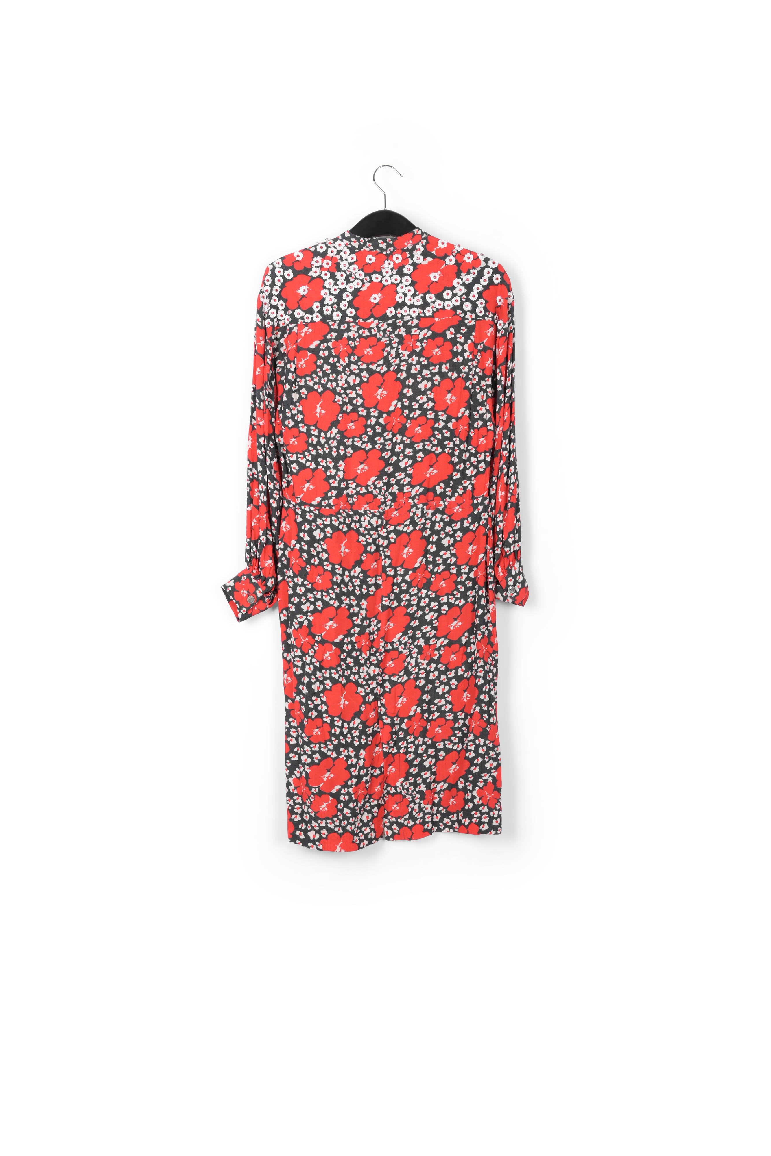 Dark blue, red and white floral-print midi dress RE—SSENTIEL second-hand photo 2