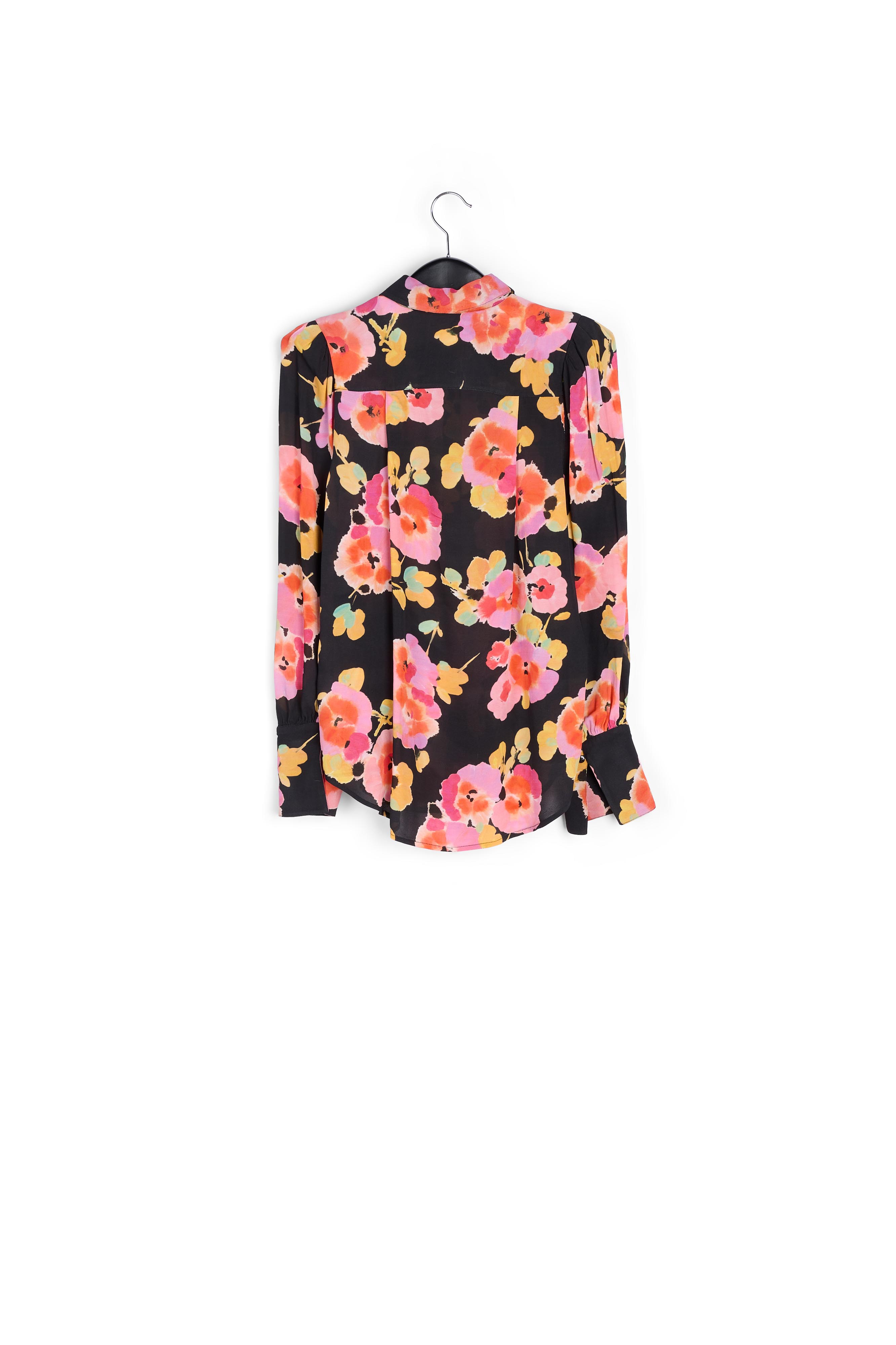 Chemise noire à imprimé floral RE—SSENTIEL seconde main photo 2