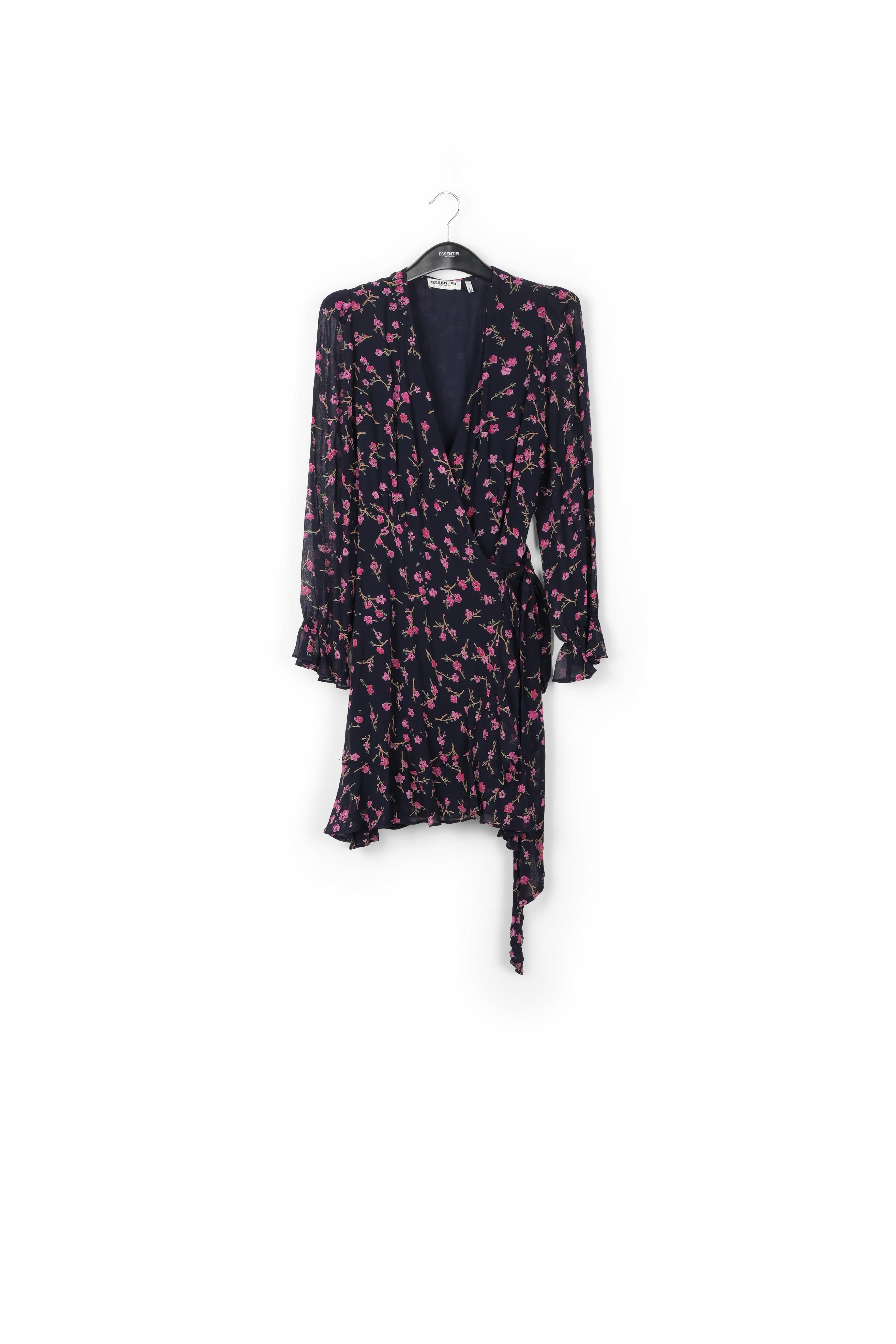 Mini robe cache-coeur florale en bleu foncé RE—SSENTIEL seconde main photo 1