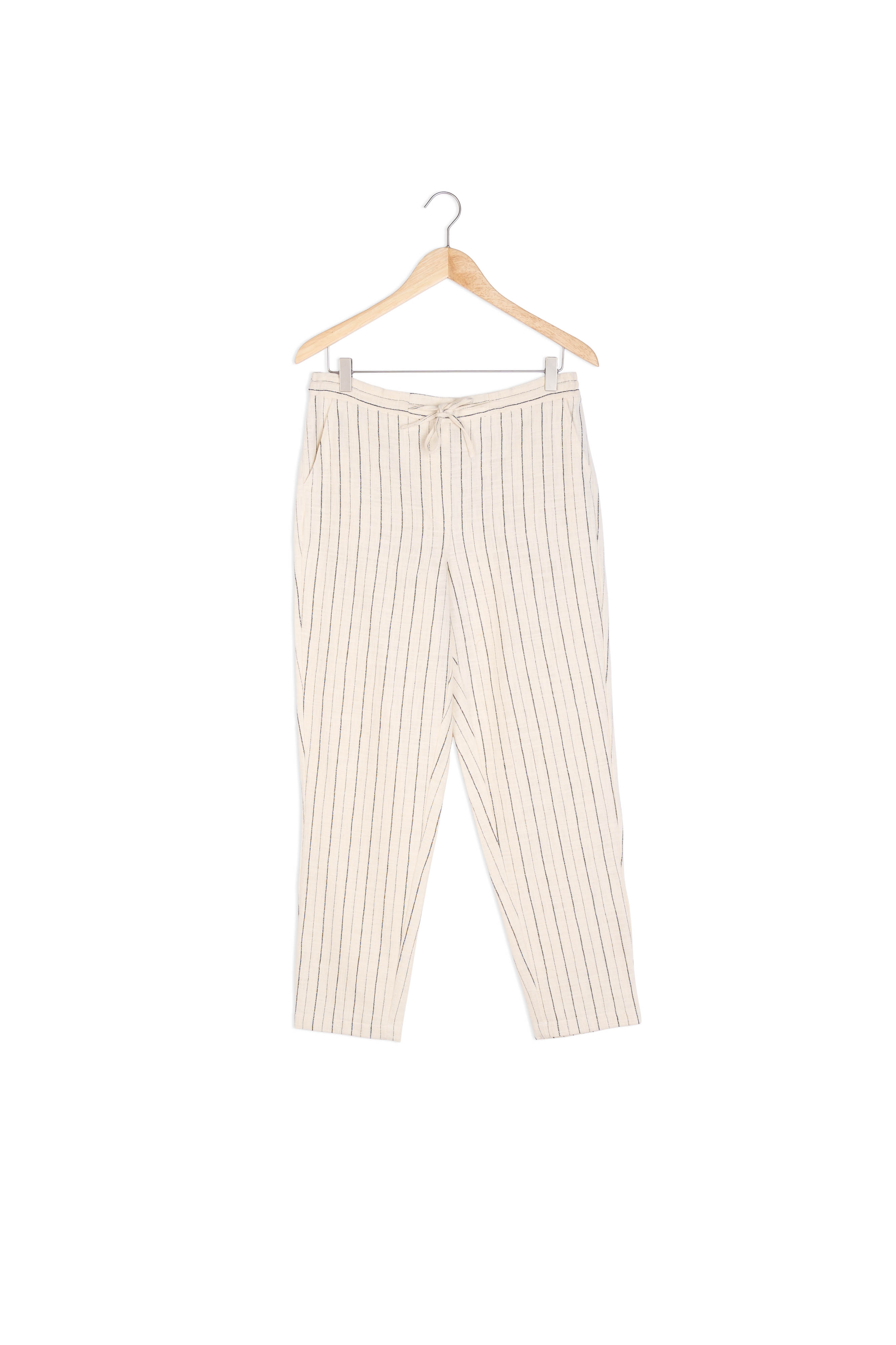 Pantalon chino en coton rayé écru Noor Maison 123 seconde main photo 3