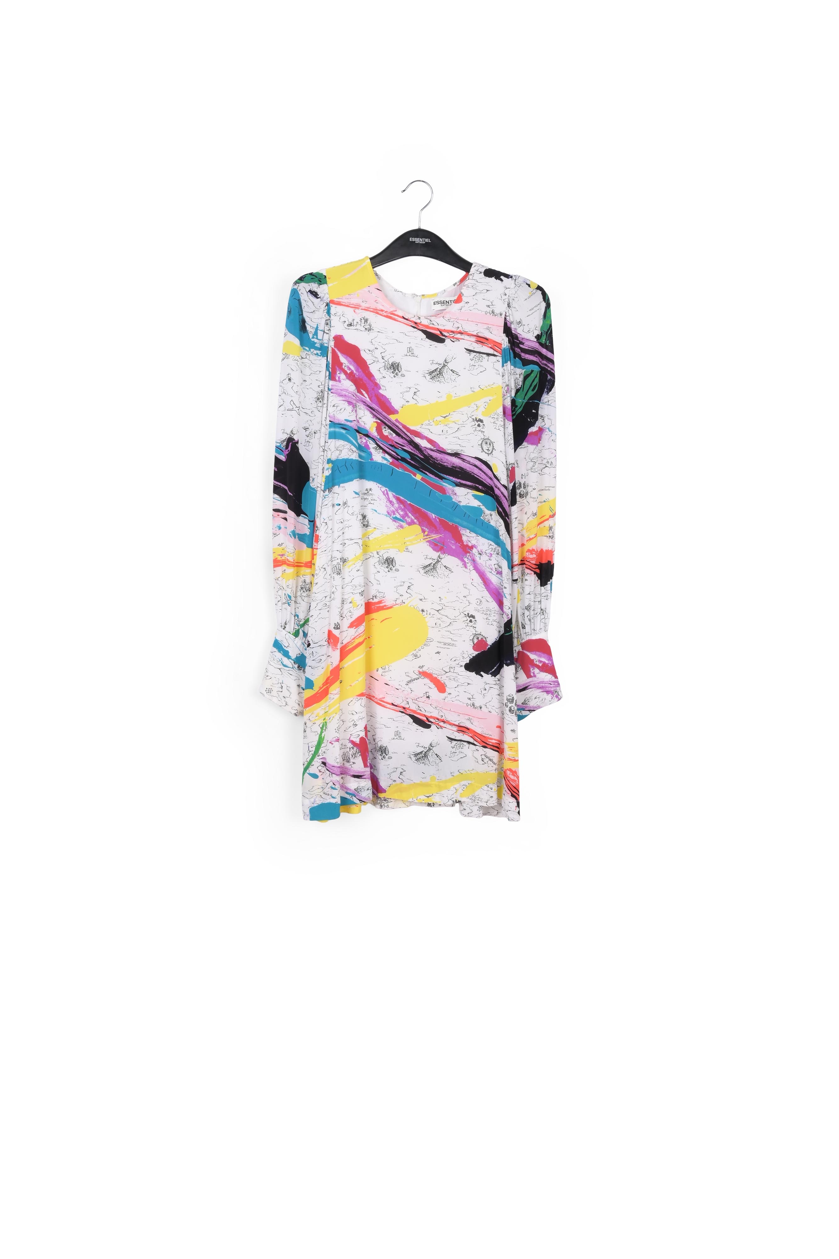 Mini robe blanc cassé à  imprimé multicolore RE—SSENTIEL seconde main photo 1