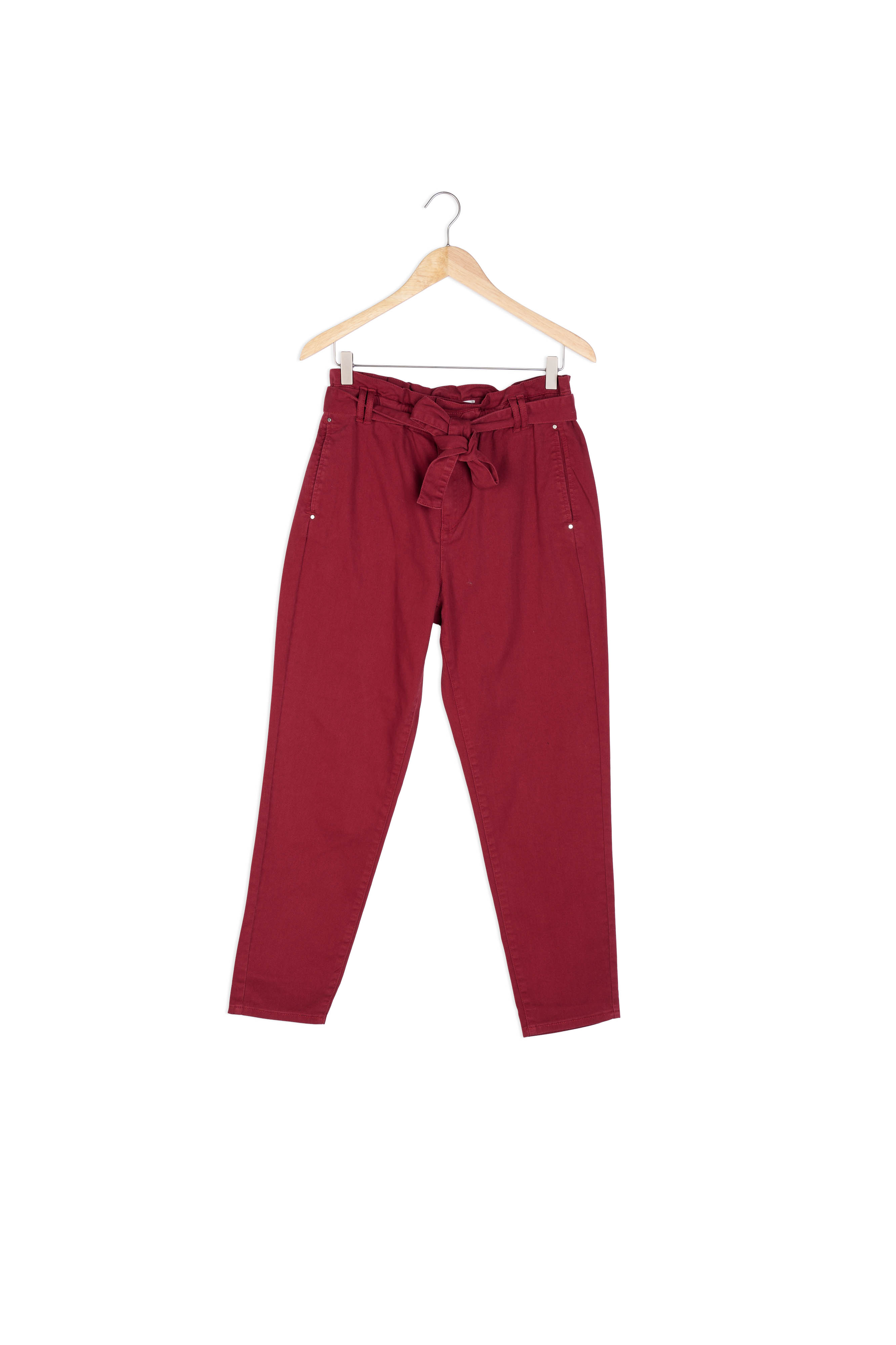 Pantalon paperbag en coton grenat Barbara Maison 123 seconde main photo 3