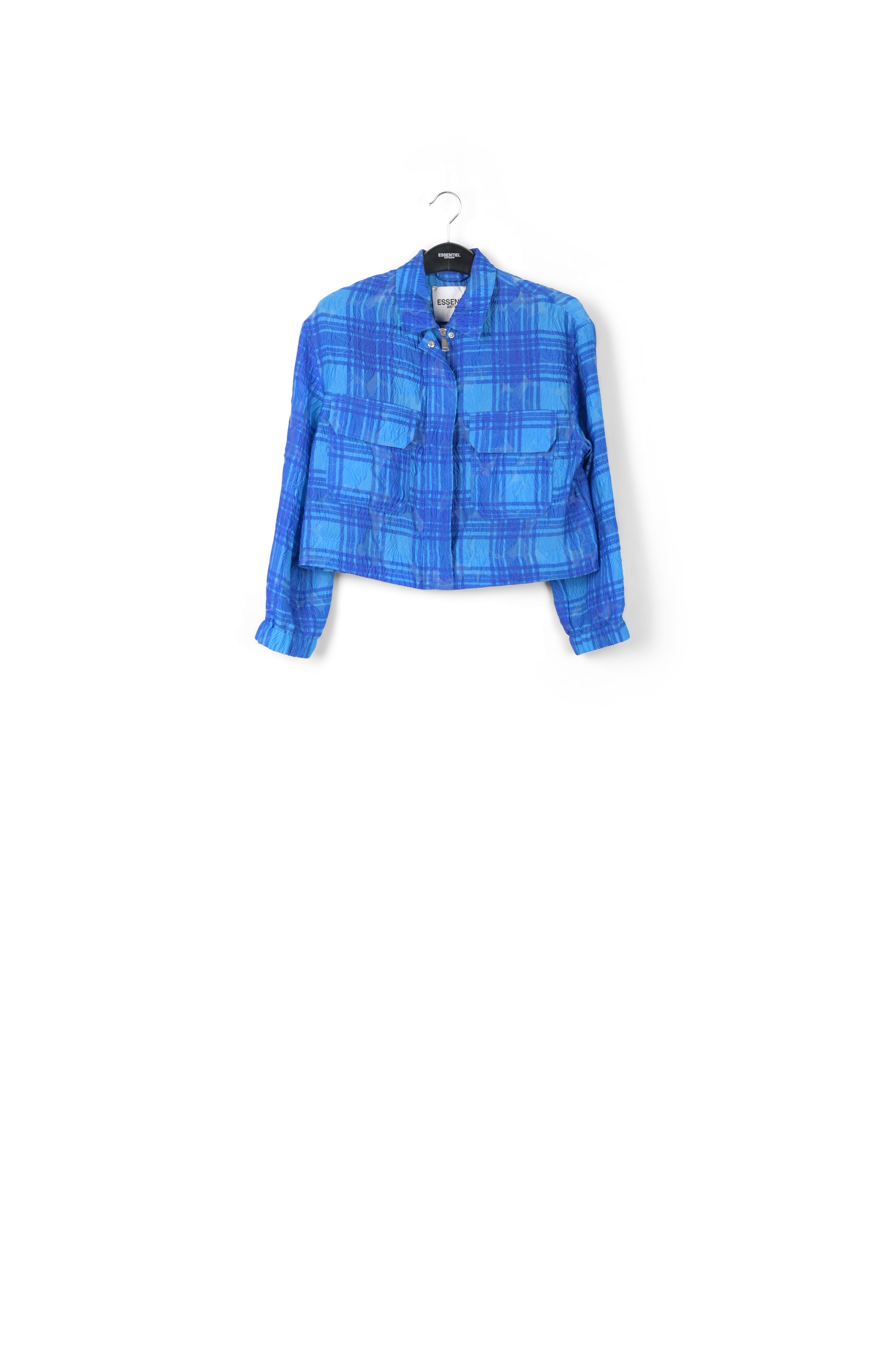 Blauwe geruite cropped jas RE—SSENTIEL tweedehands photo 1