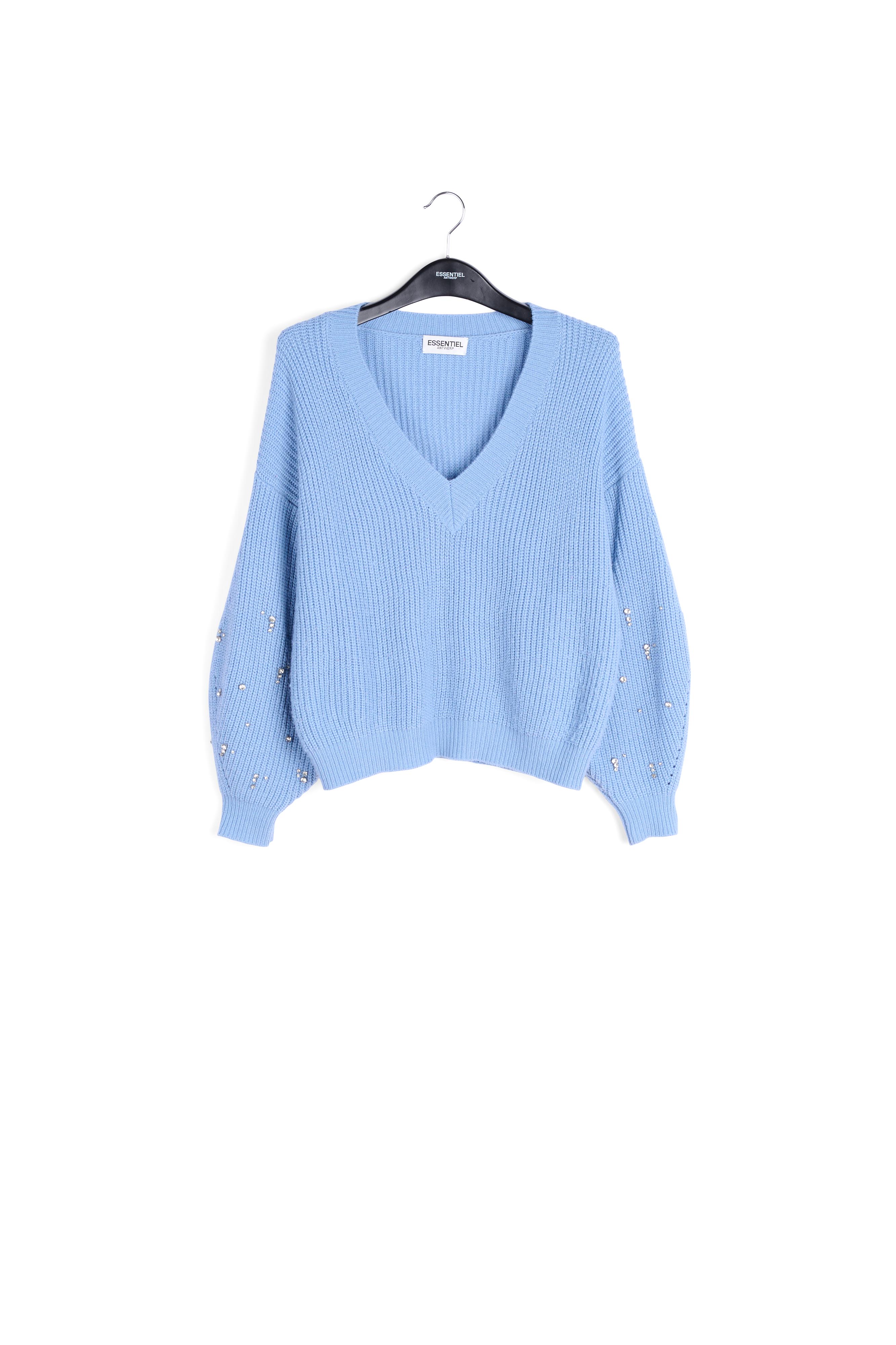 Pull bleu clair à strass RE—SSENTIEL seconde main photo 1