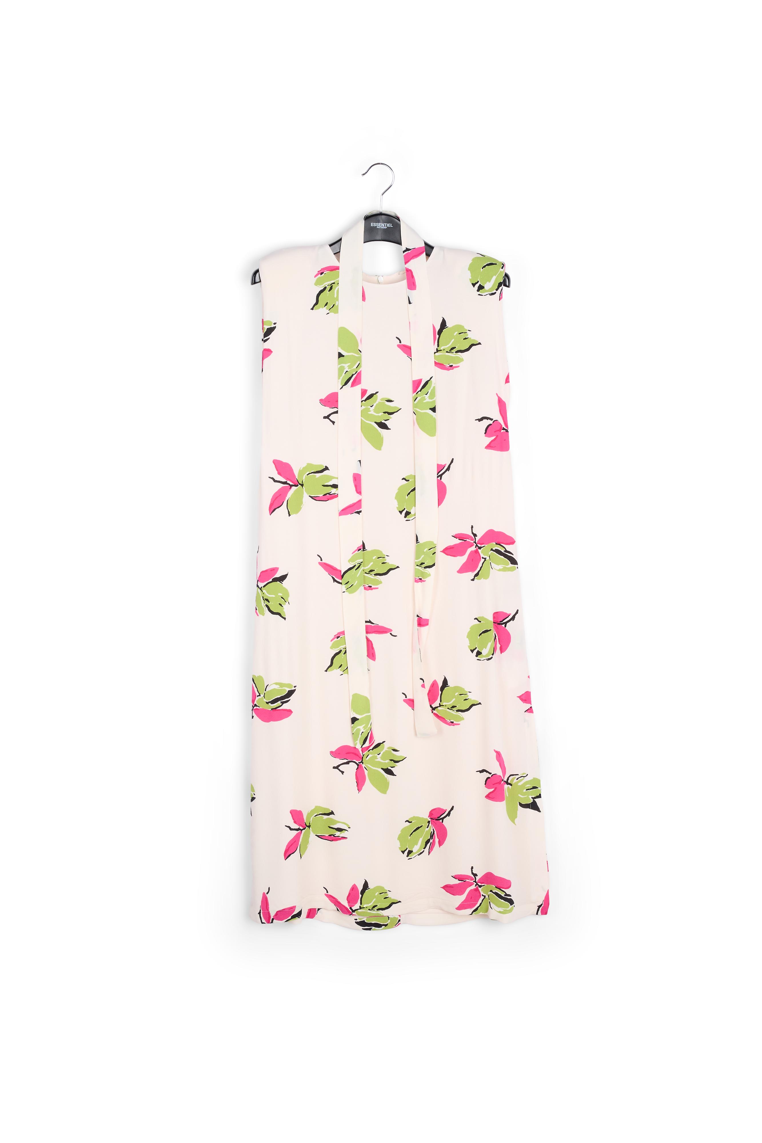 Robe midi blanc cassé à fleurs avec épaulettes RE—SSENTIEL seconde main photo 1