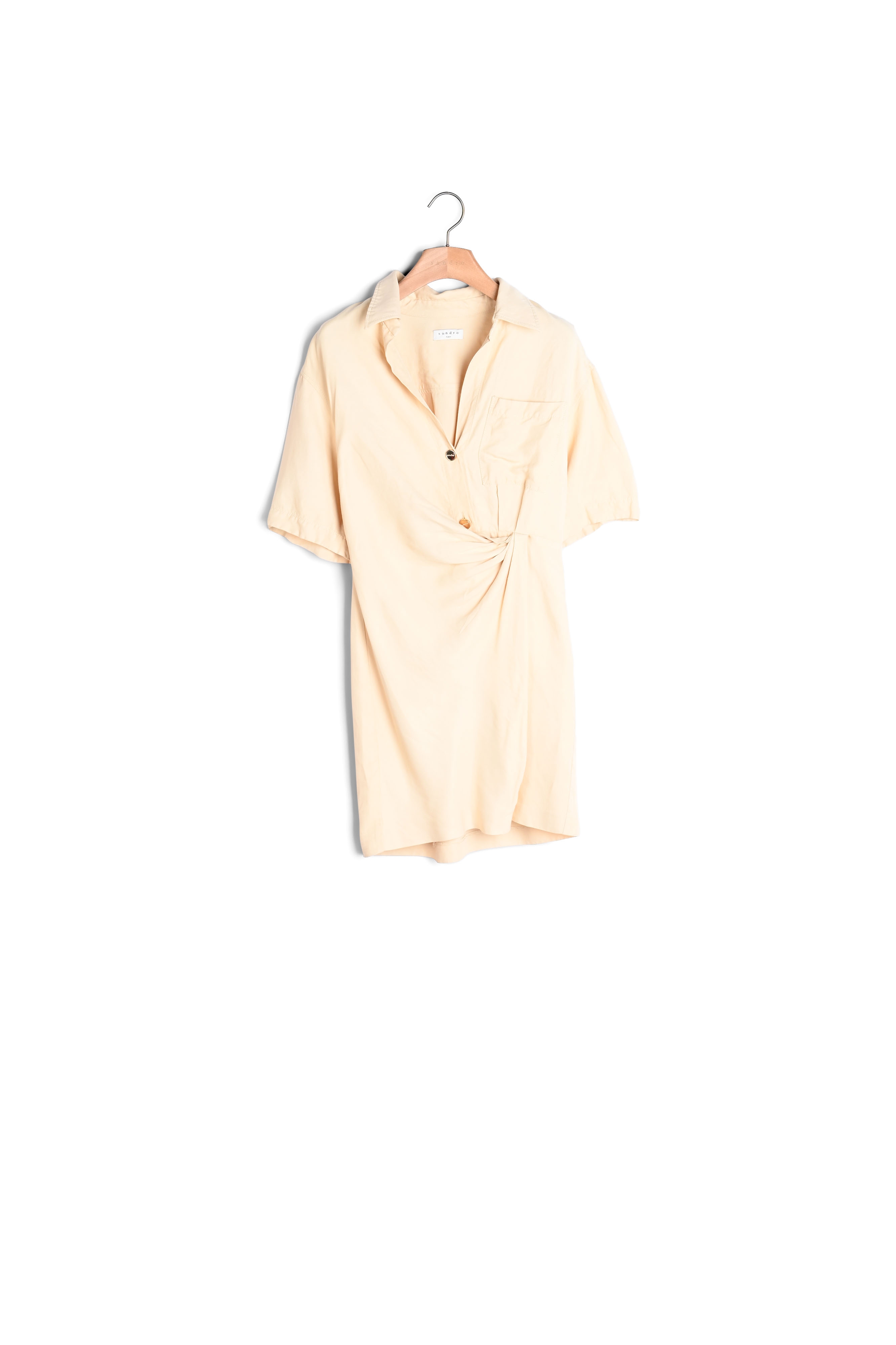 Short-sleeved short draped dress