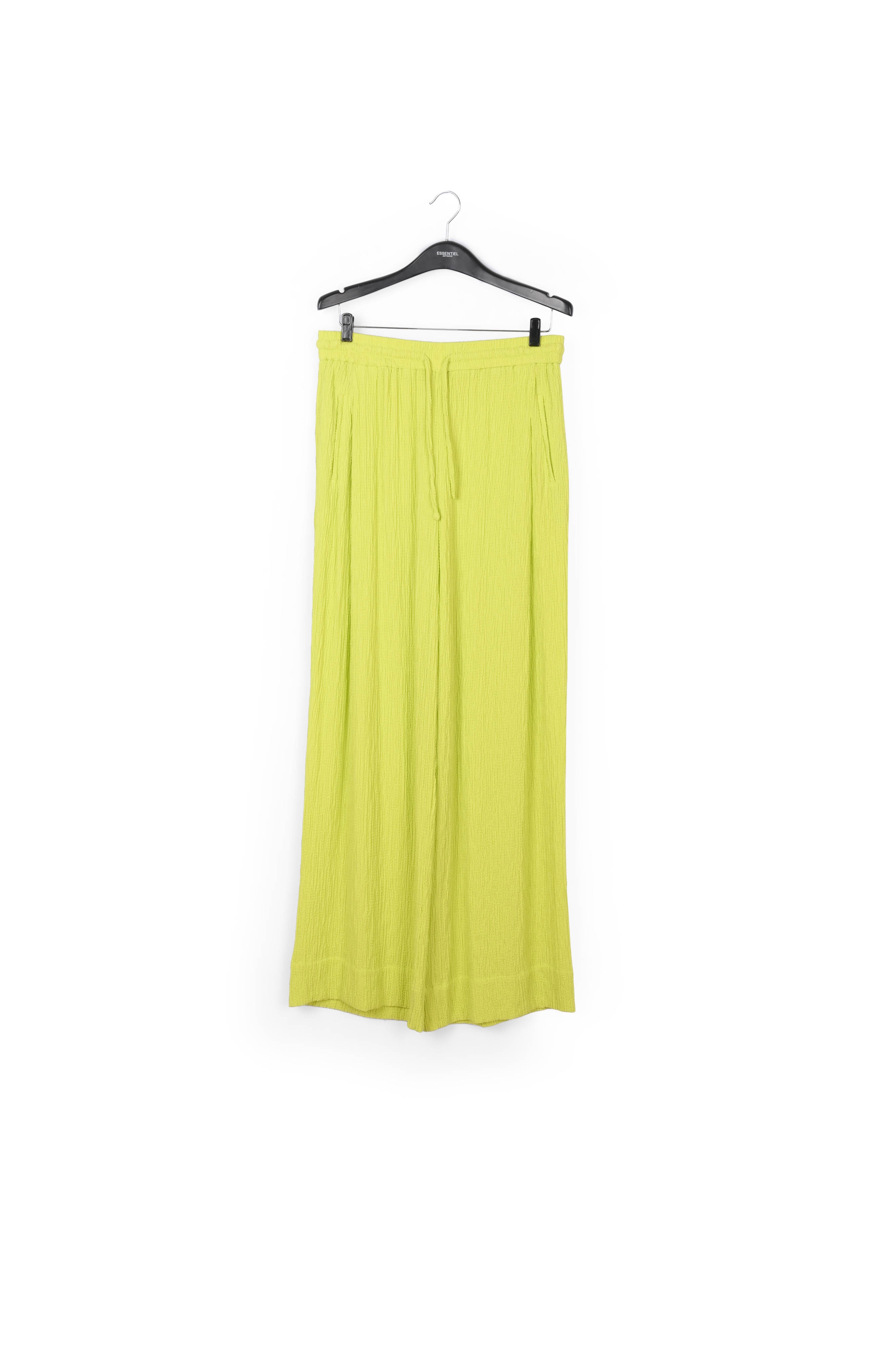 Pantalon large en cloqué vert citron RE—SSENTIEL seconde main photo 1