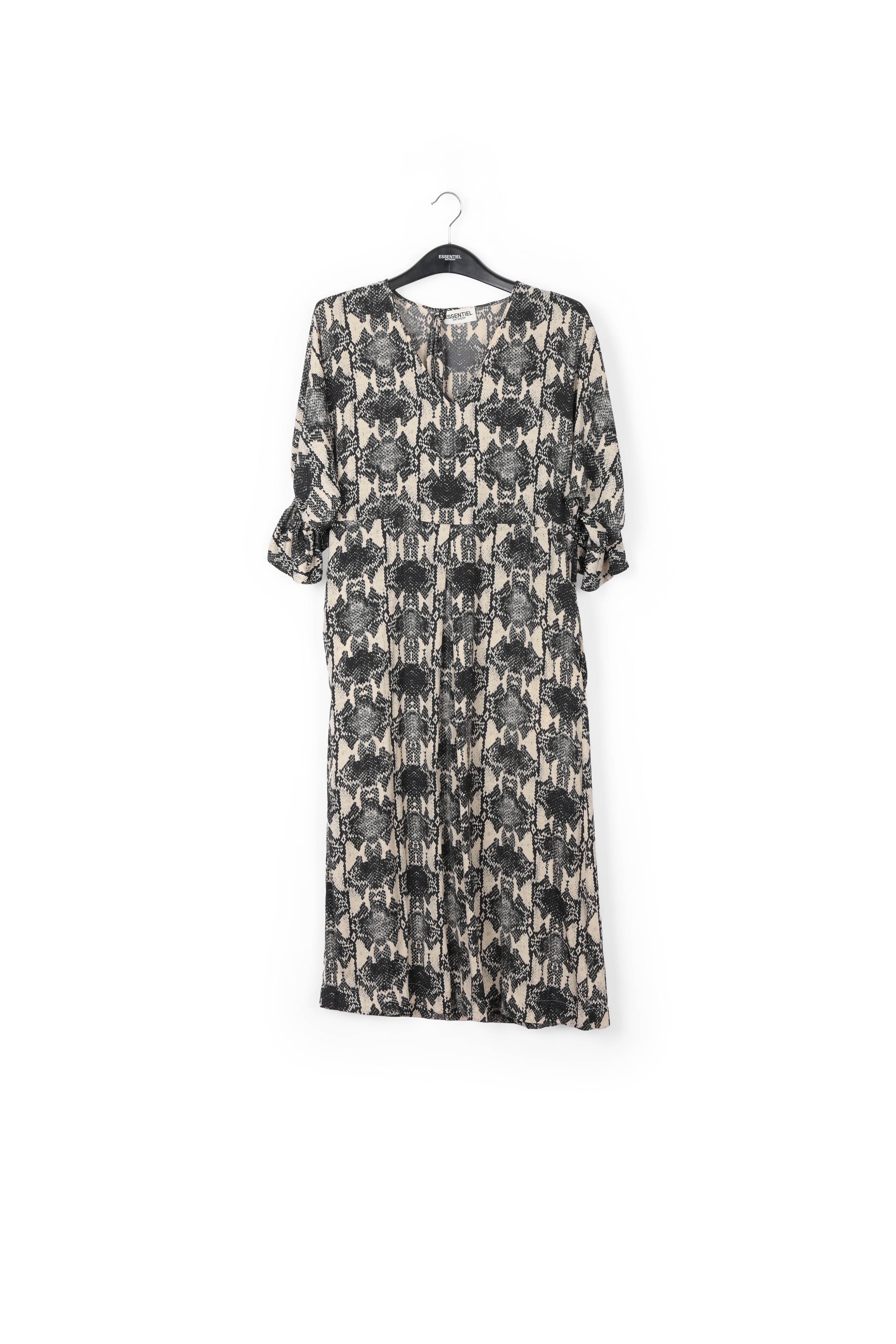 Robe midi ceinturée écrue à imprimé serpent RE—SSENTIEL seconde main photo 1