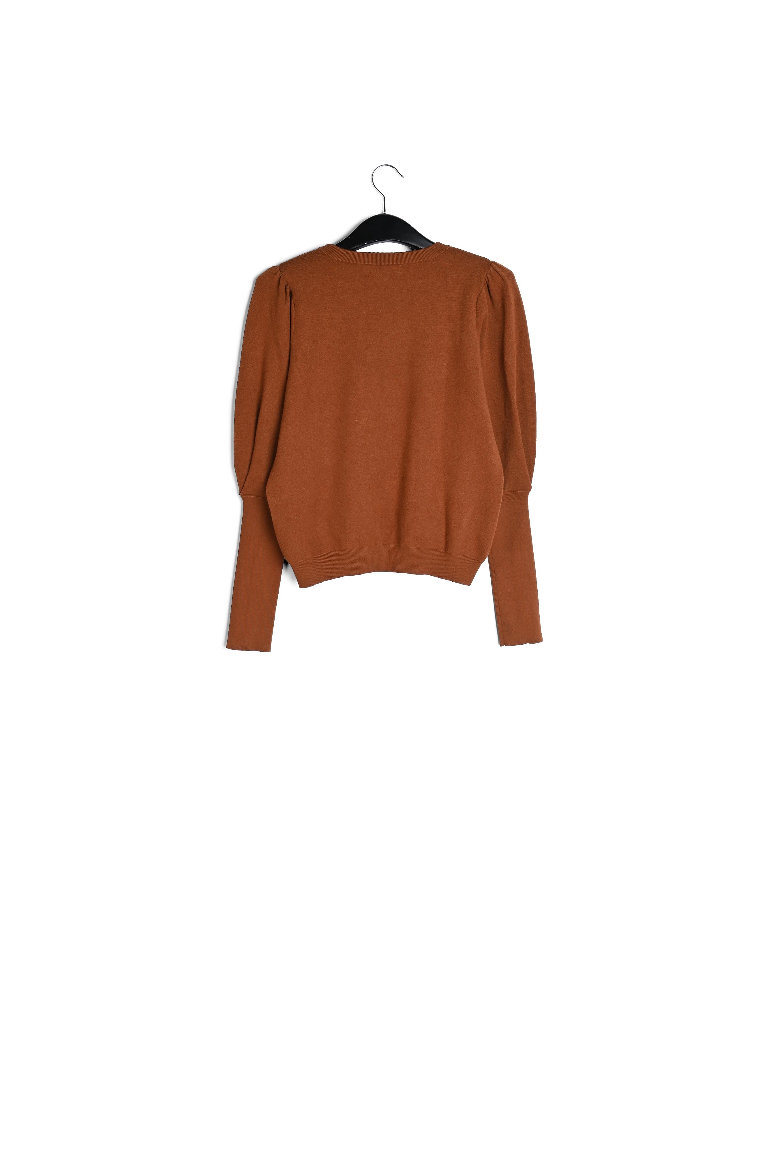 Pull brun aux épaules bouffantes RE—SSENTIEL seconde main photo 2