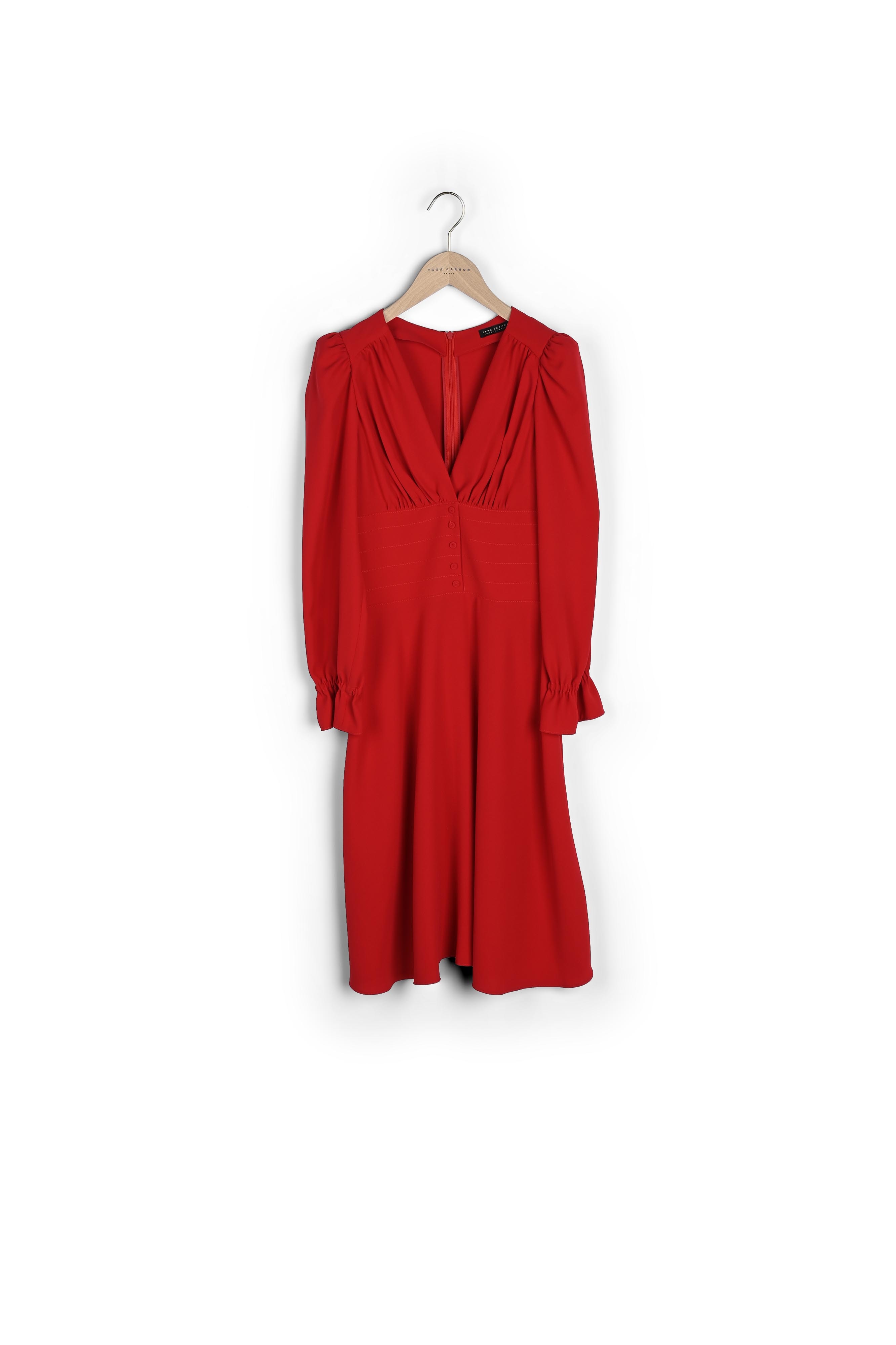 Robe Rosaria rouge en crêpe Tara Jarmon seconde main photo 2