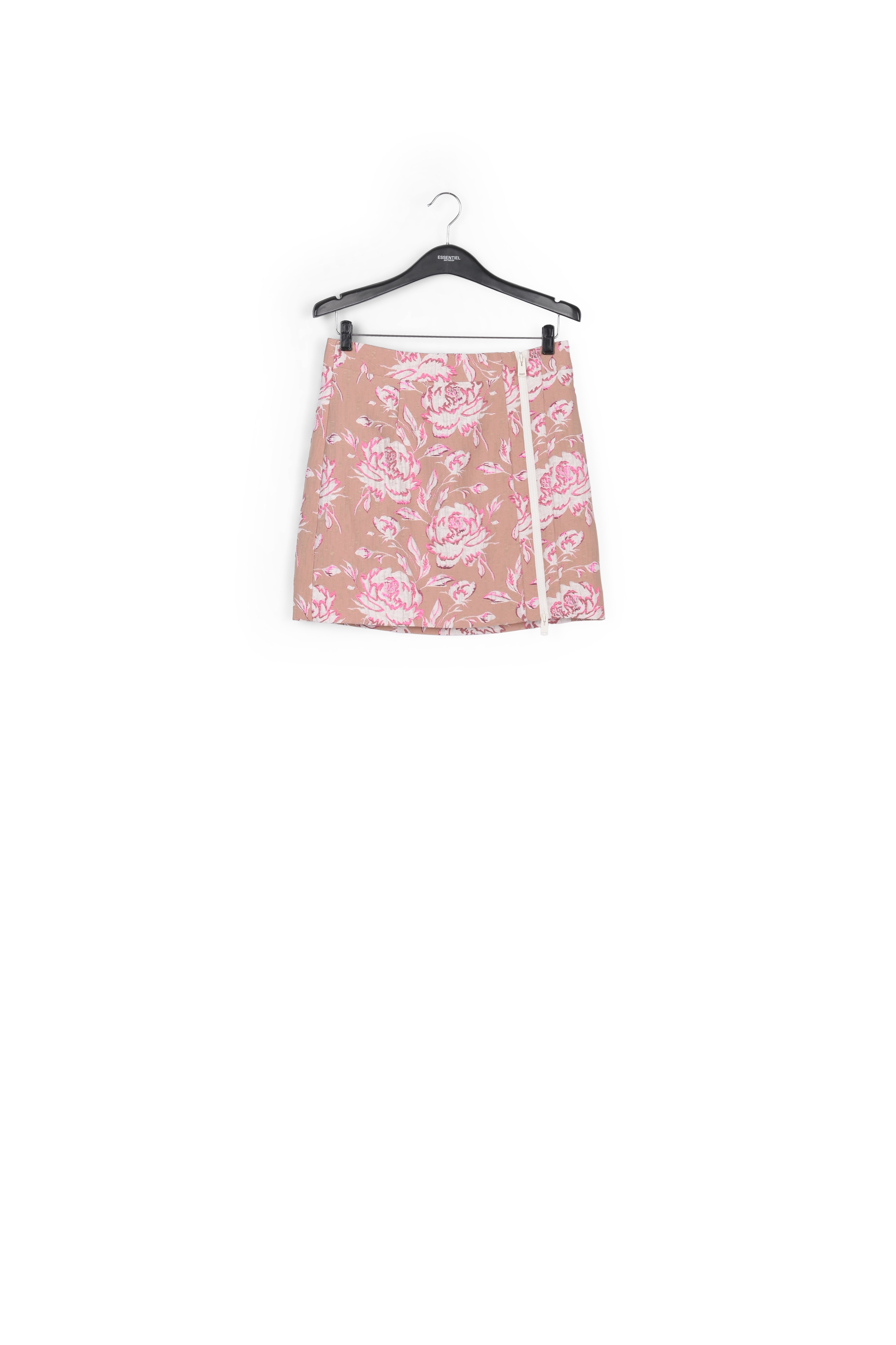 Mini-jupe en jacquard fleuri beige, rose et blanc RE—SSENTIEL seconde main photo 1