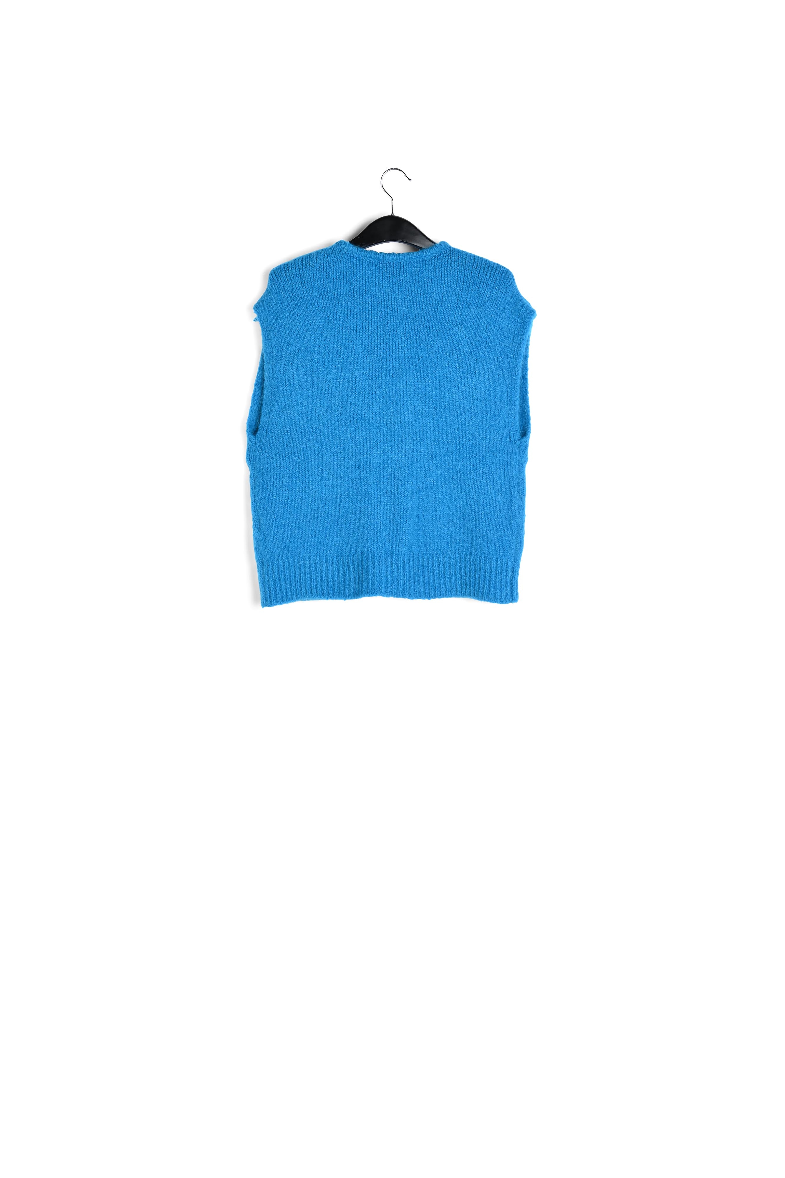 Blue sleeveless mohair-blend cardigan RE—SSENTIEL second-hand photo 2