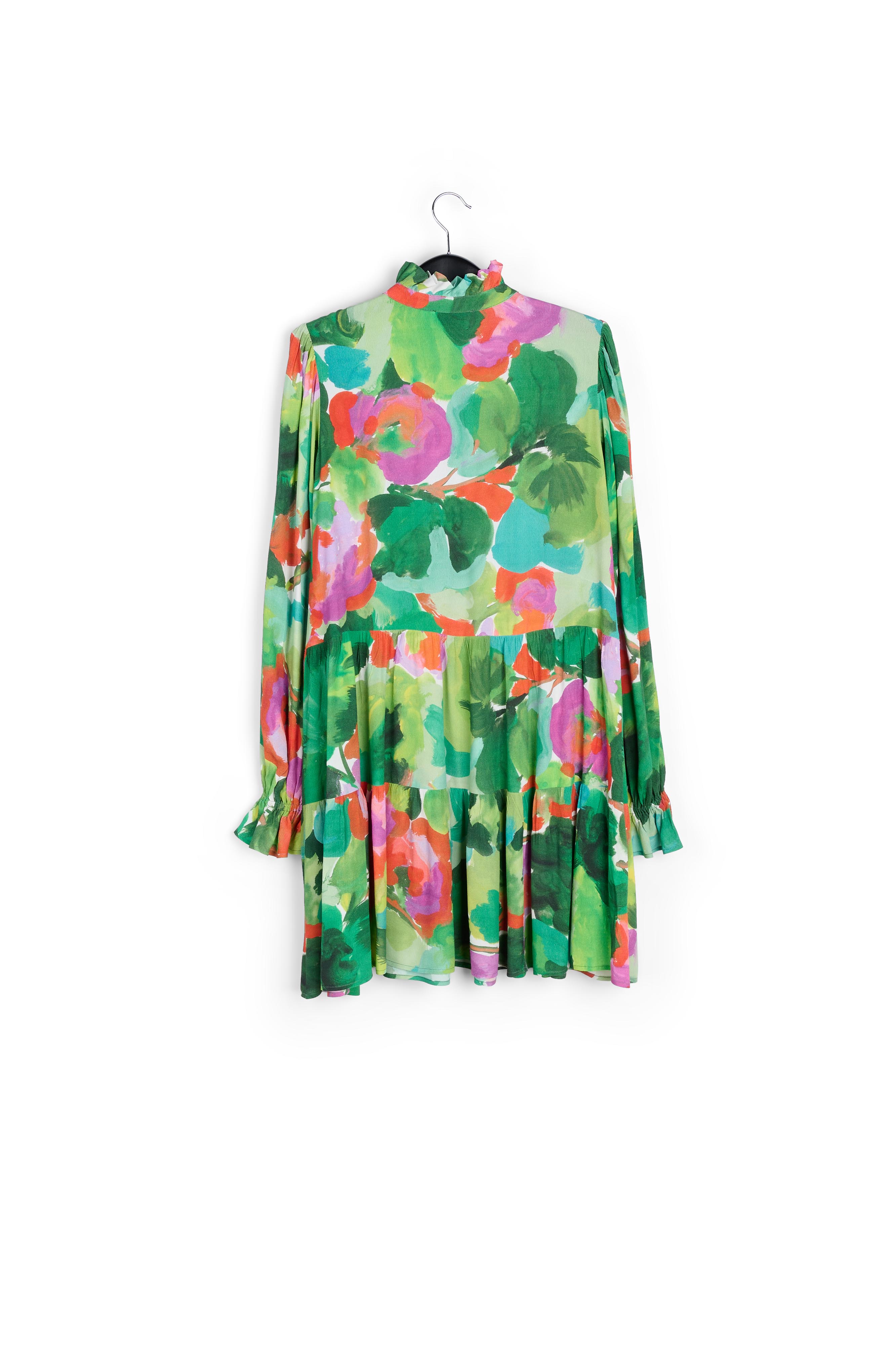 Green, red and purple watercolor-print mini dress RE—SSENTIEL second-hand photo 2