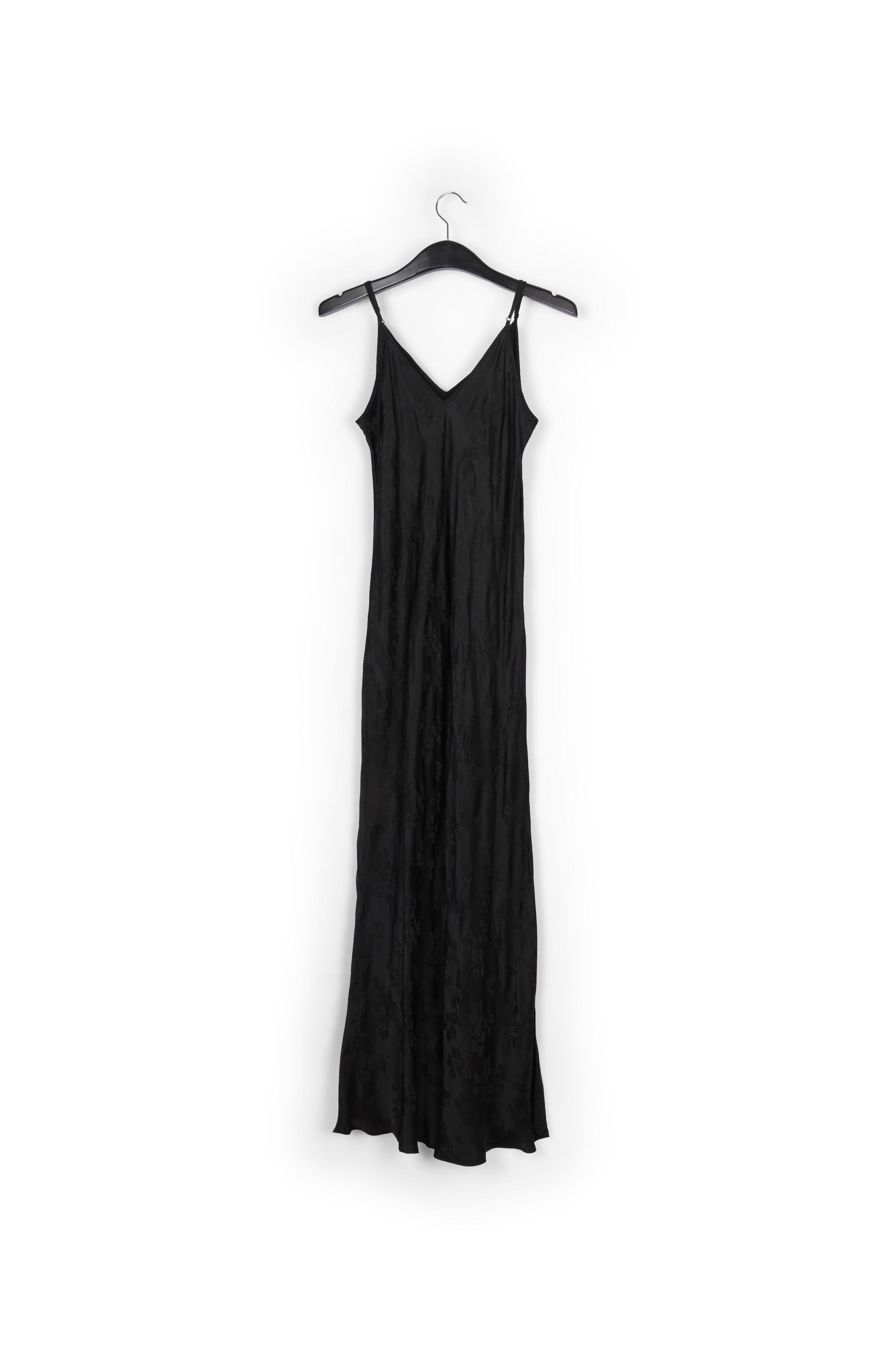 Black floral-print jacquard slip dress RE—SSENTIEL second-hand photo 2