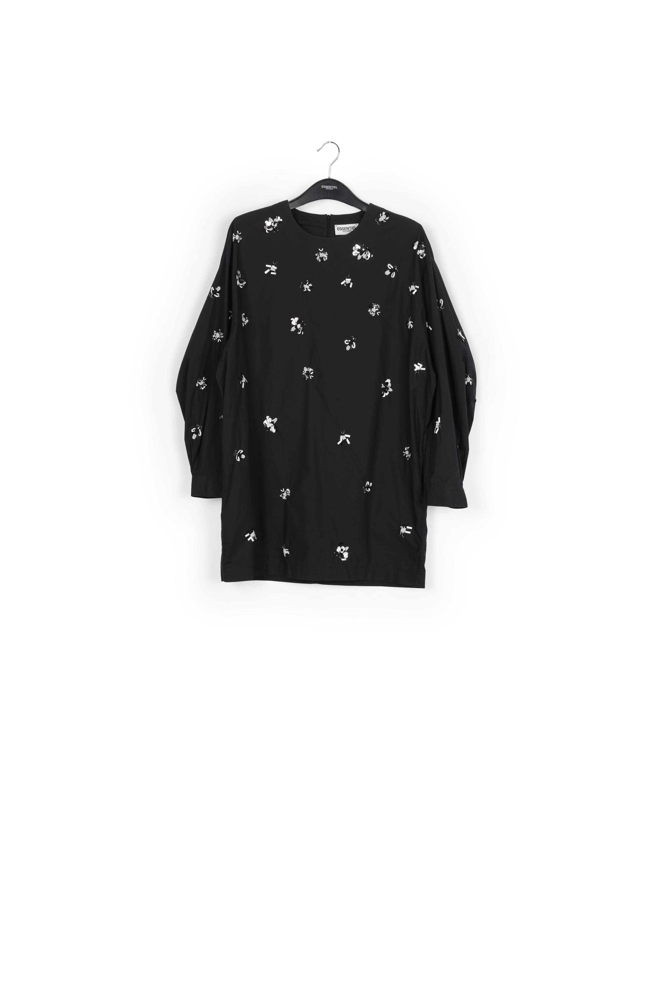 Robe noire en coton popeline à paillettes RE—SSENTIEL seconde main photo 1