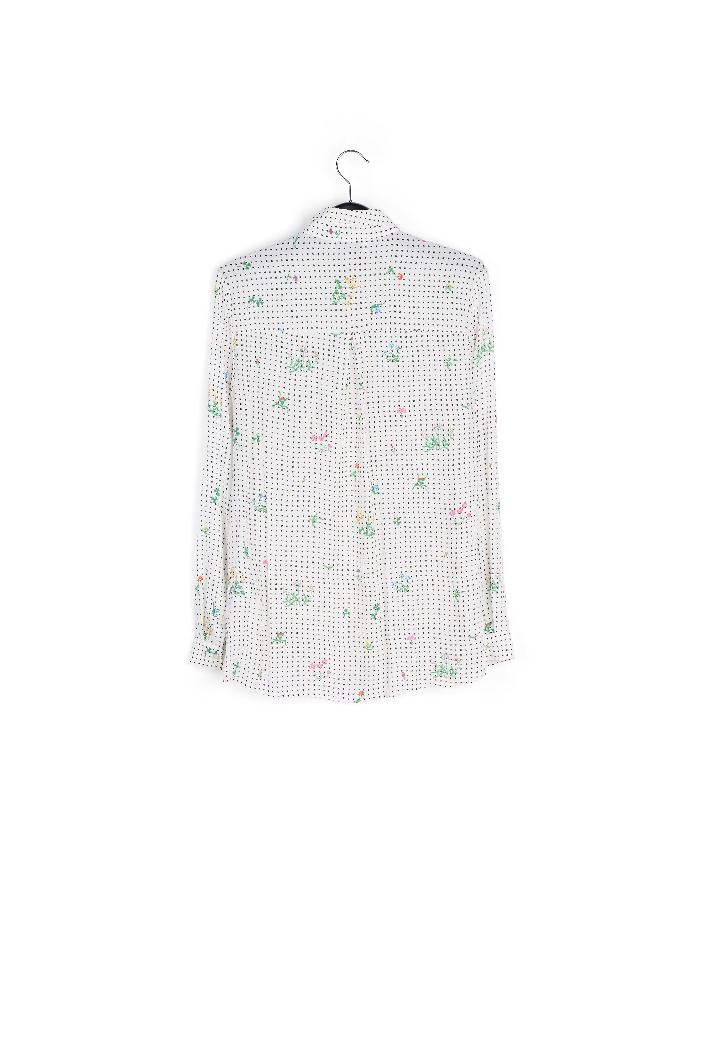 Off-white polka dot and floral silk shirt RE—SSENTIEL second-hand photo 2