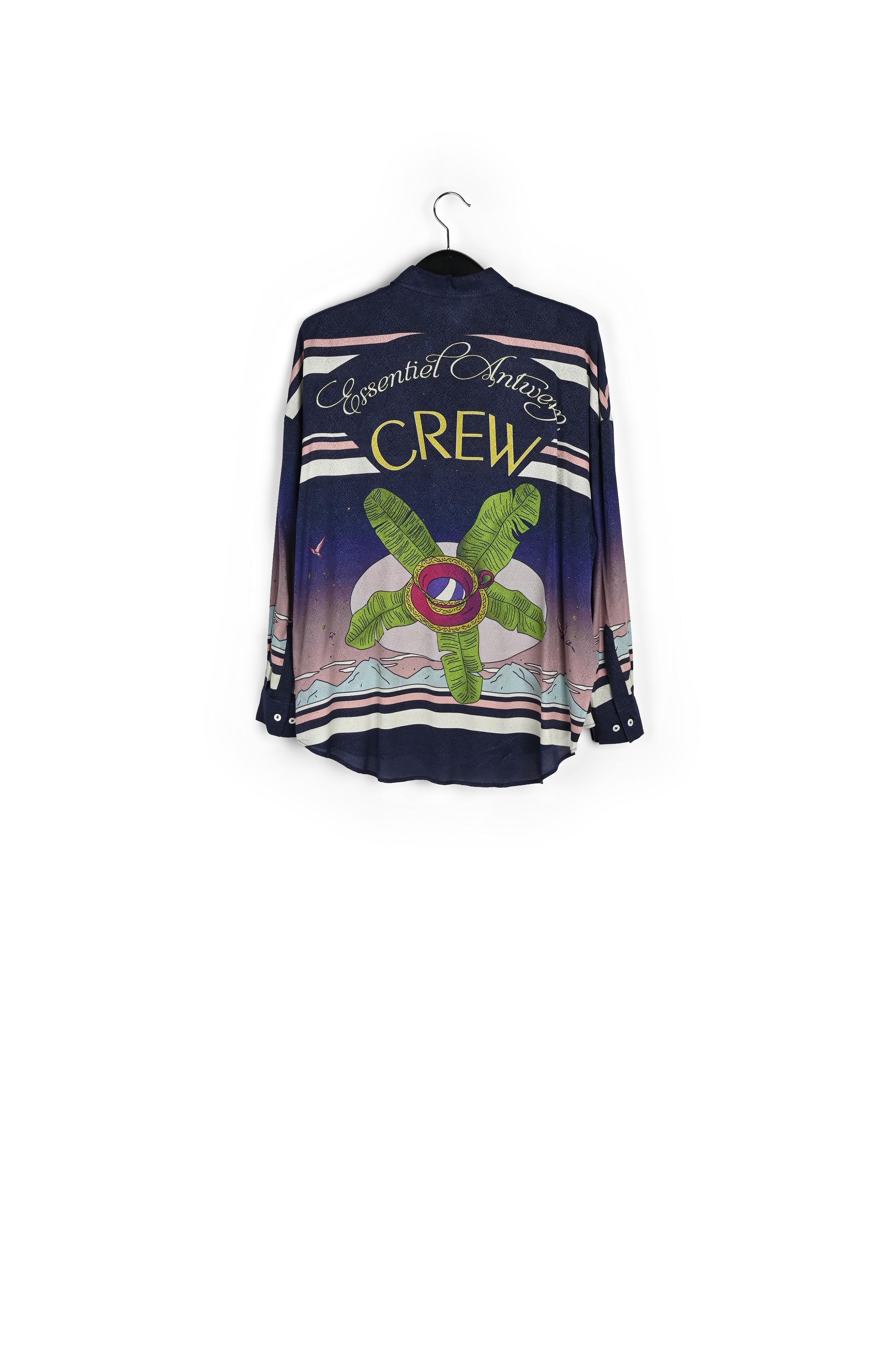 Donkerblauw en roze overhemd met exotische print RE—SSENTIEL tweedehands photo 2
