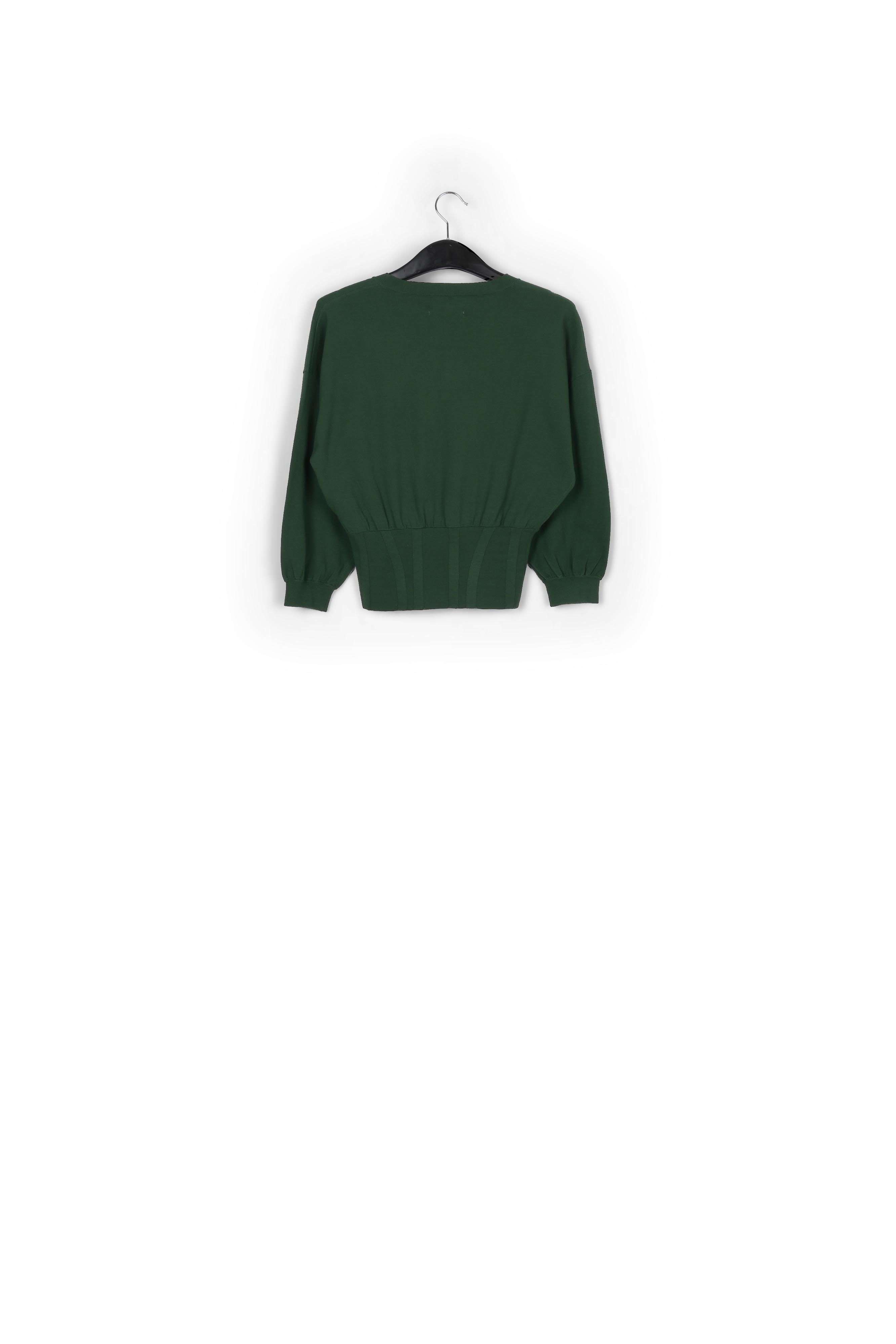Dark green knitted sweater with fitted waist RE—SSENTIEL second-hand photo 2