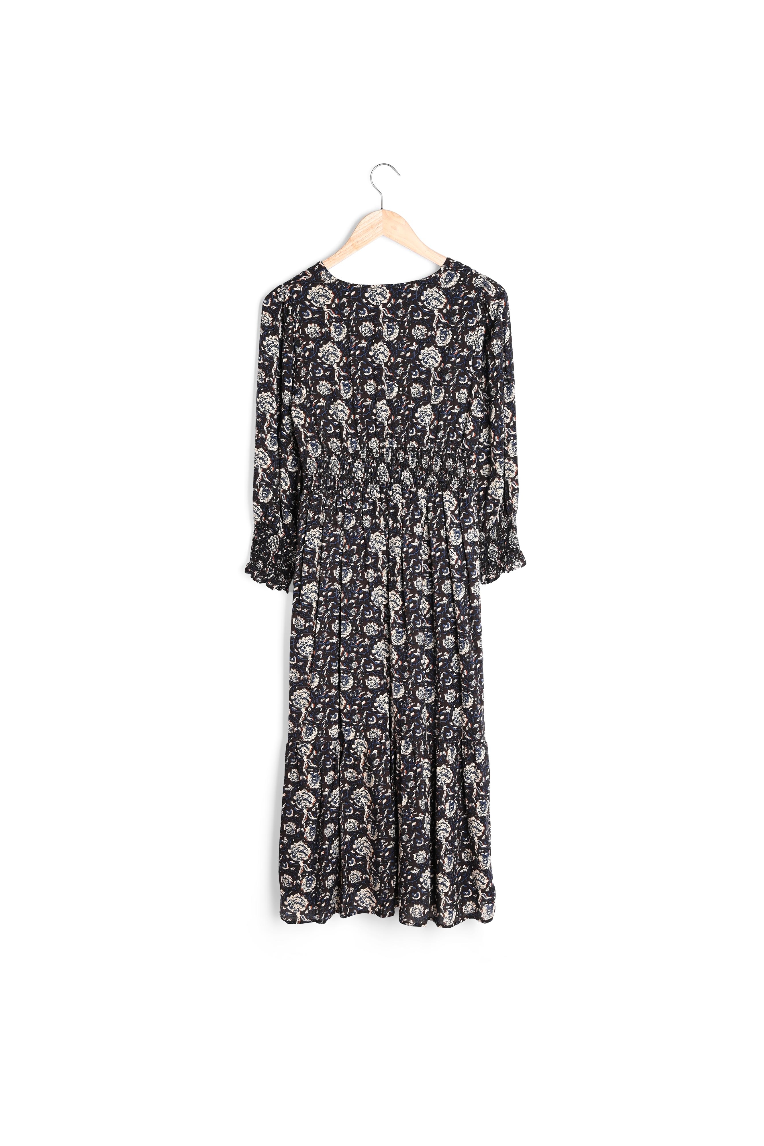 Robe longue à l'imprimée fleuri noire Nancy Maison 123 seconde main photo 4