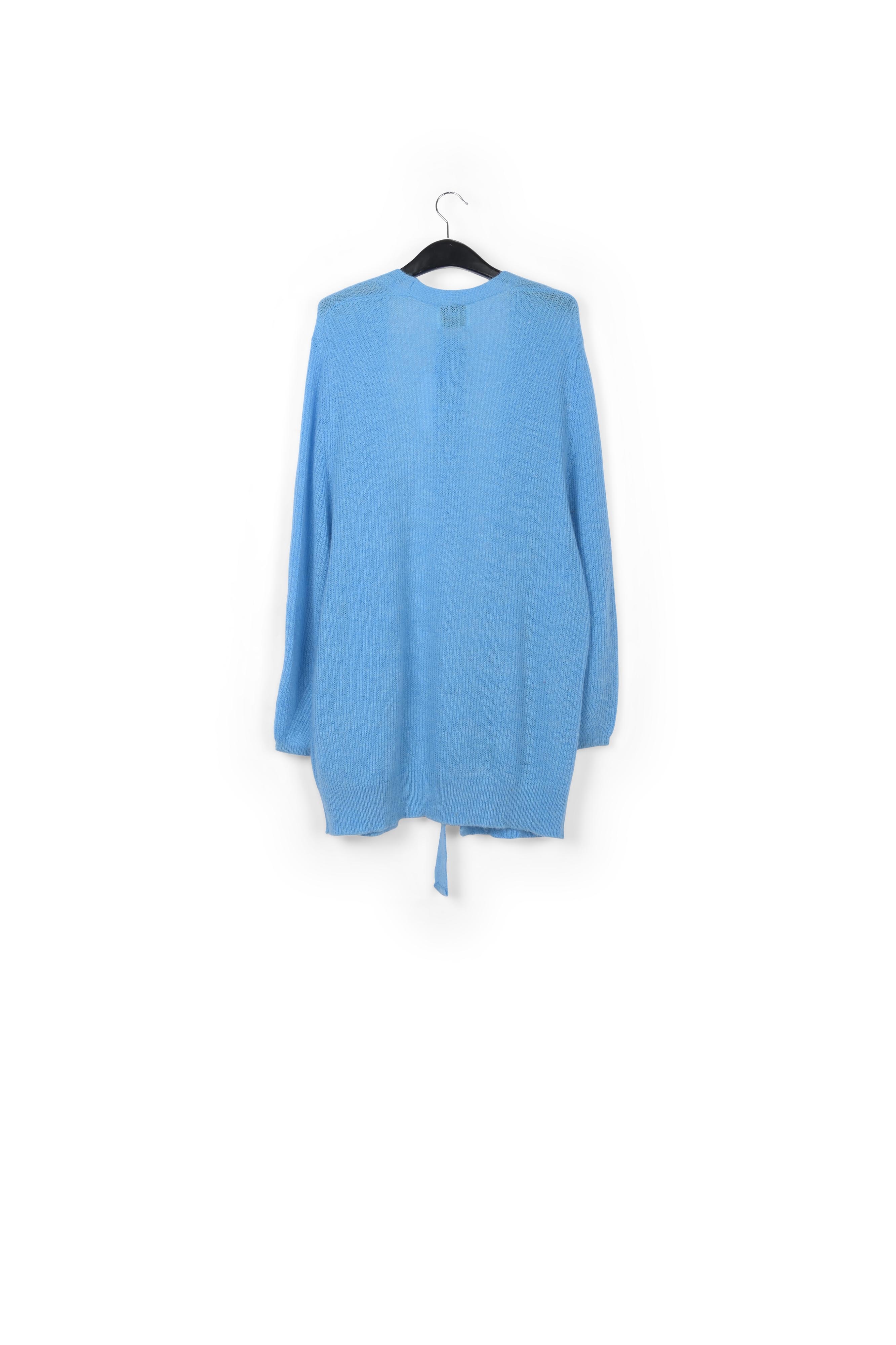 Lichtblauwe mohairmix cardigan met riem RE—SSENTIEL tweedehands photo 2
