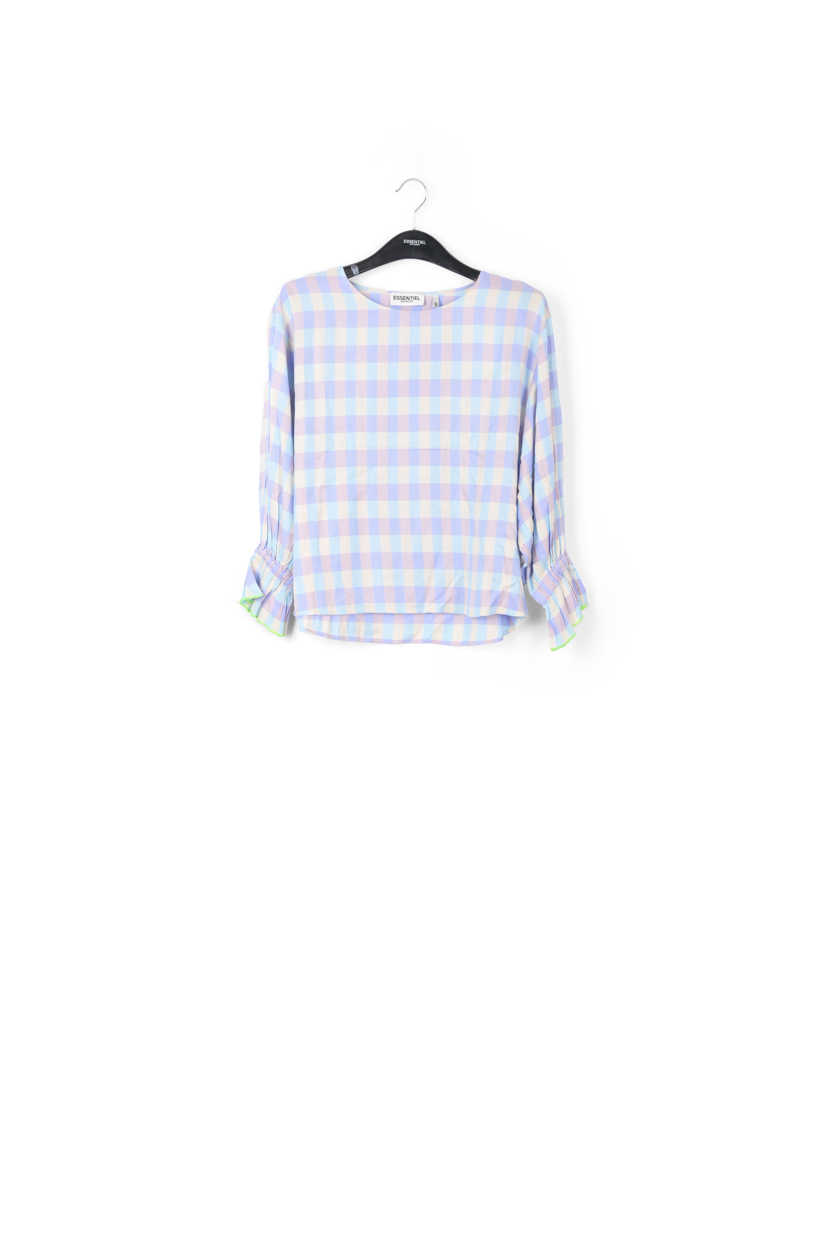 Top met 3/4de mouwen en blauw-paars tartanmotief RE—SSENTIEL tweedehands photo 1