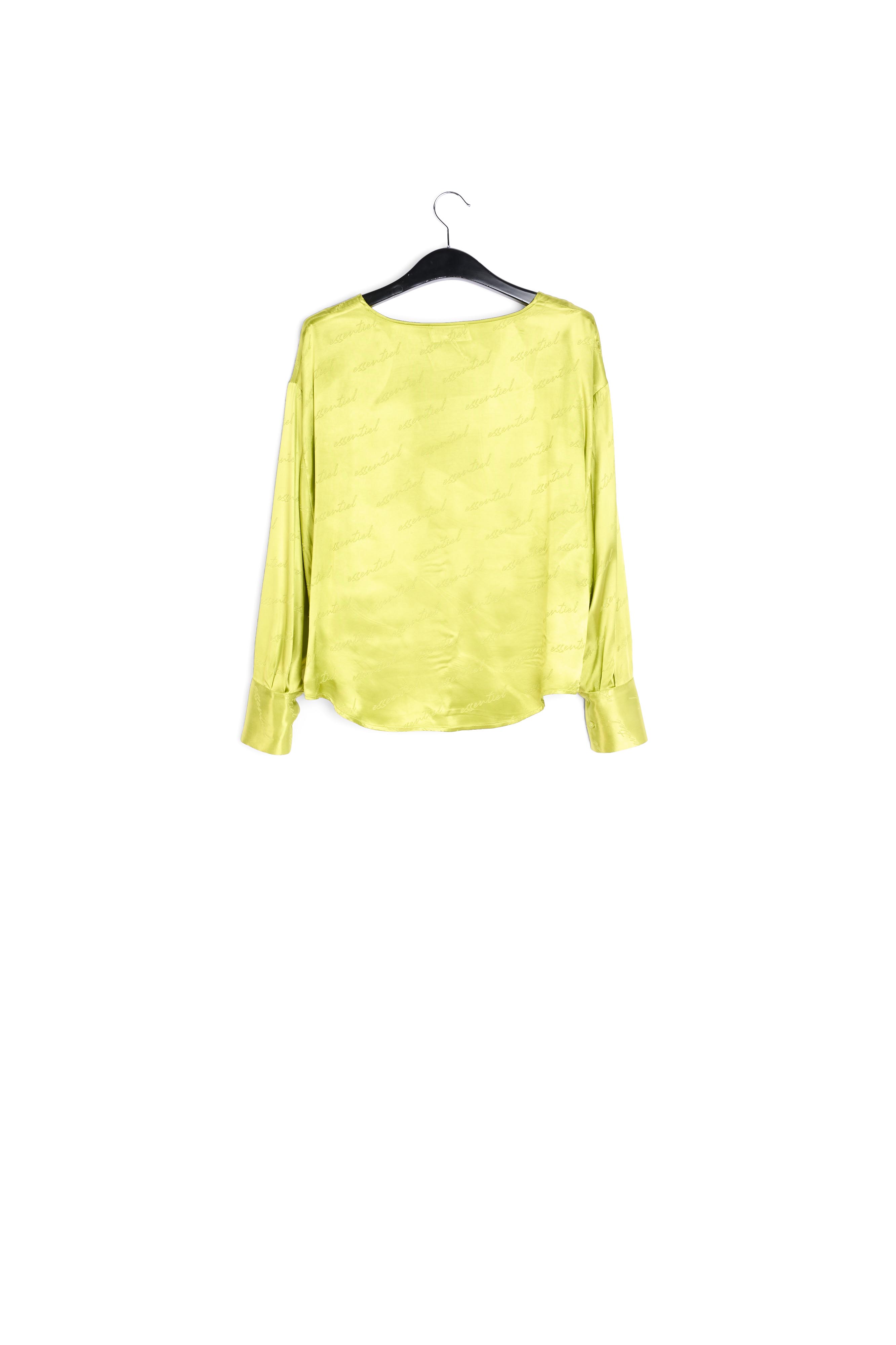 Top ample en jacquard de satin vert citron RE—SSENTIEL seconde main photo 2