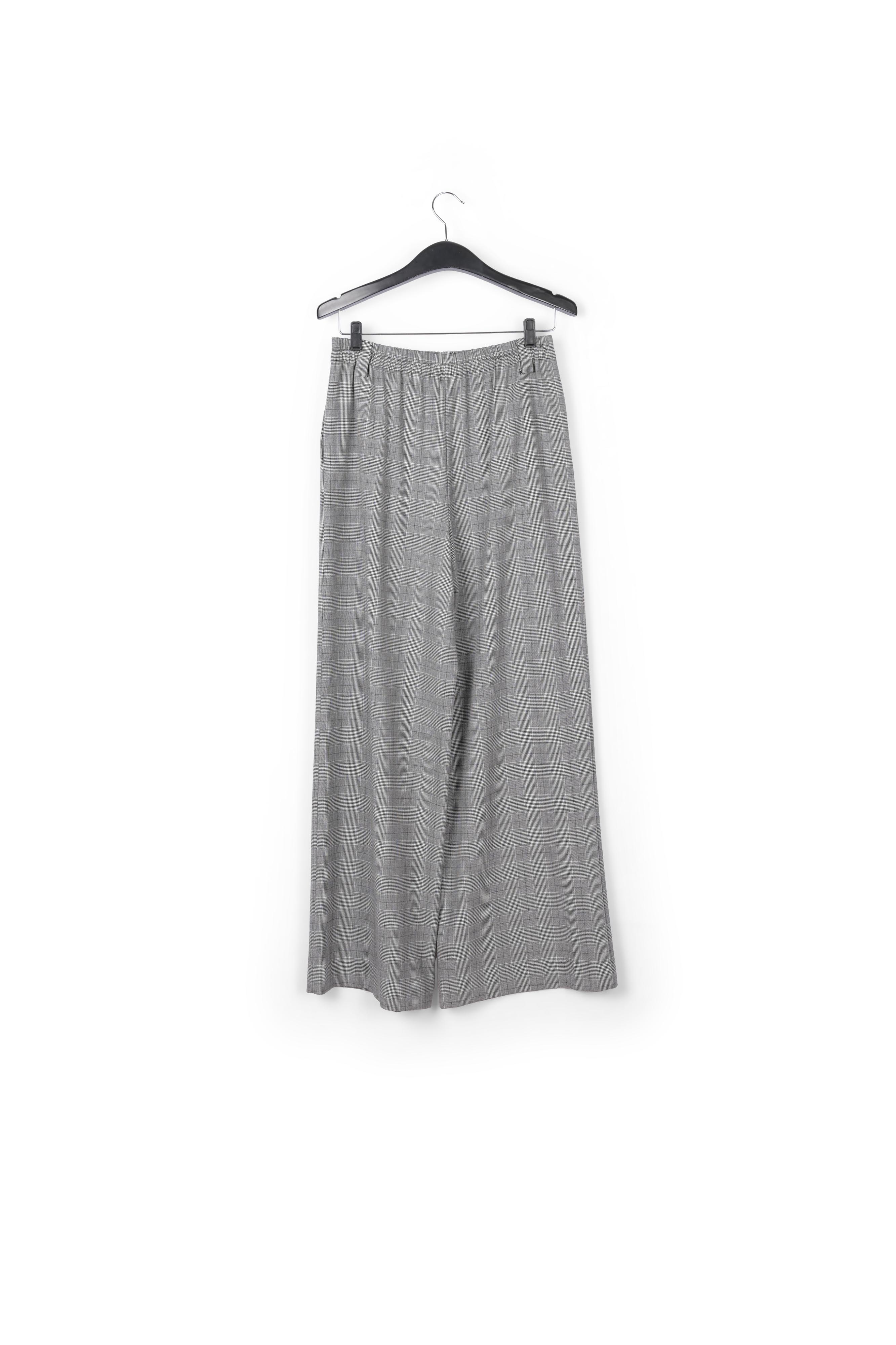 Grey wide-leg pants with check motif RE—SSENTIEL second-hand photo 2