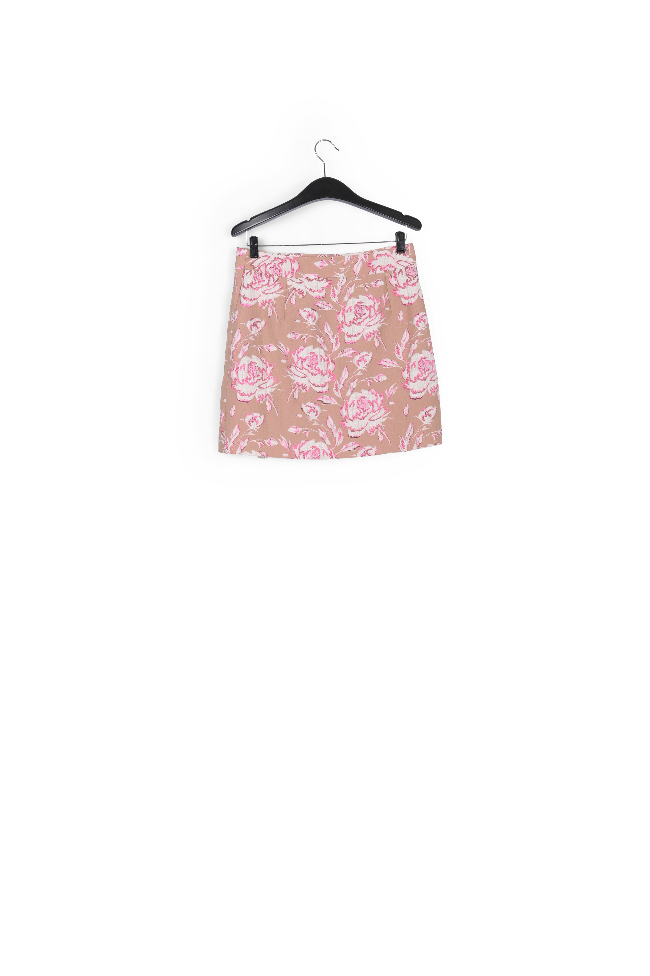Mini-jupe en jacquard fleuri beige, rose et blanc RE—SSENTIEL seconde main photo 2