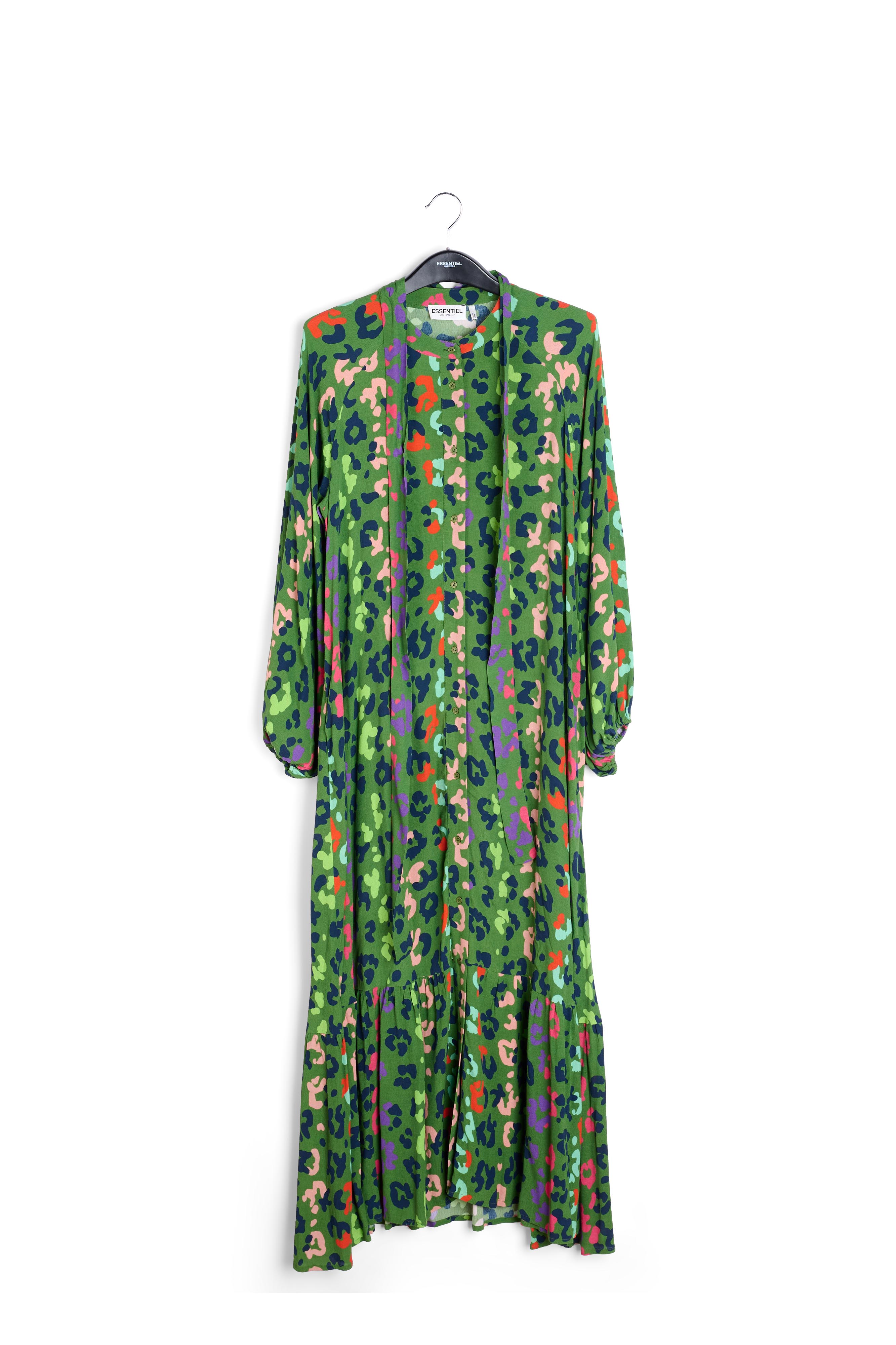 Groene maxi-jurk met luipaardprint RE—SSENTIEL tweedehands photo 1