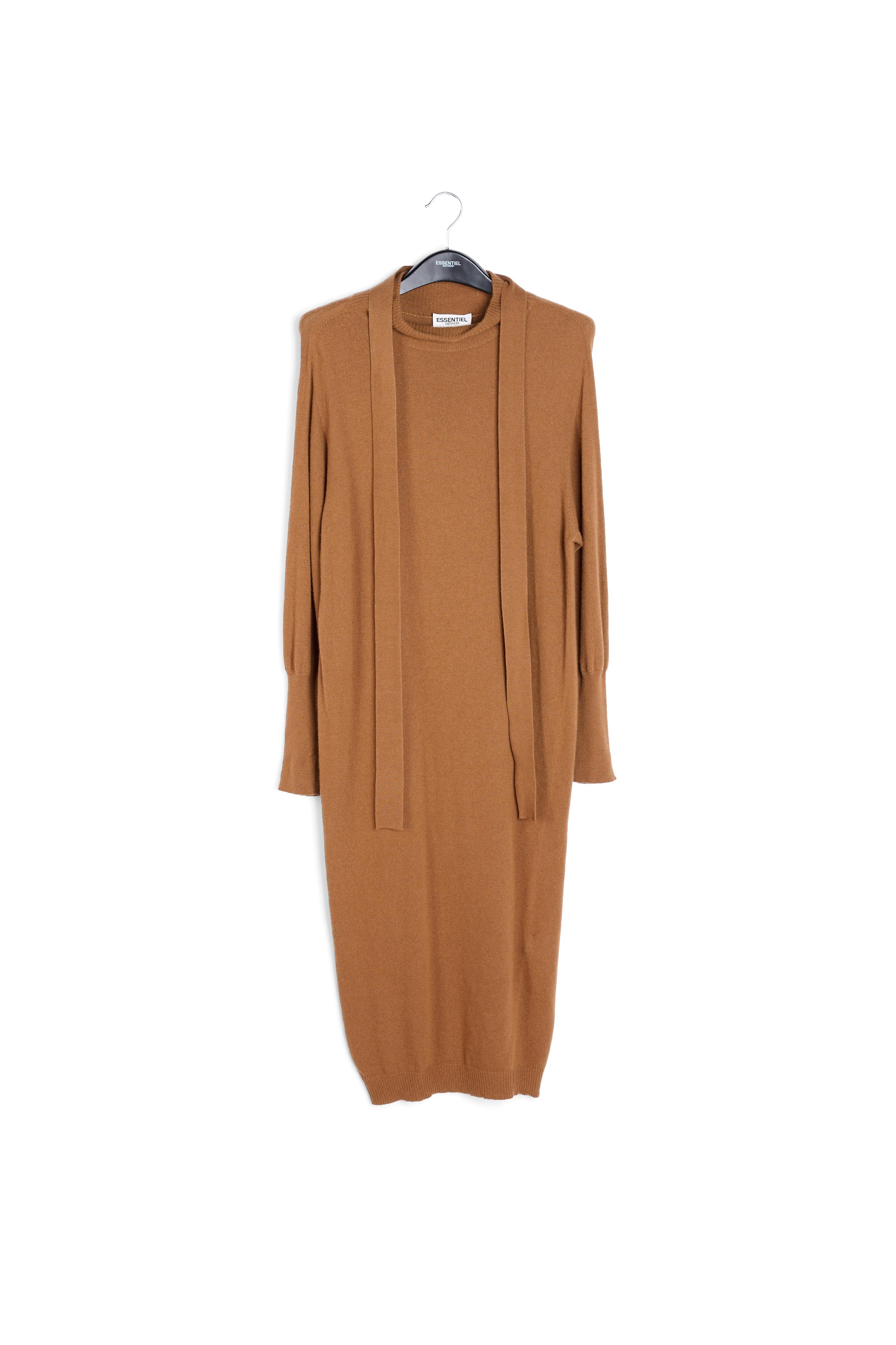 Robe midi camel en laine mérinos RE—SSENTIEL seconde main photo 1