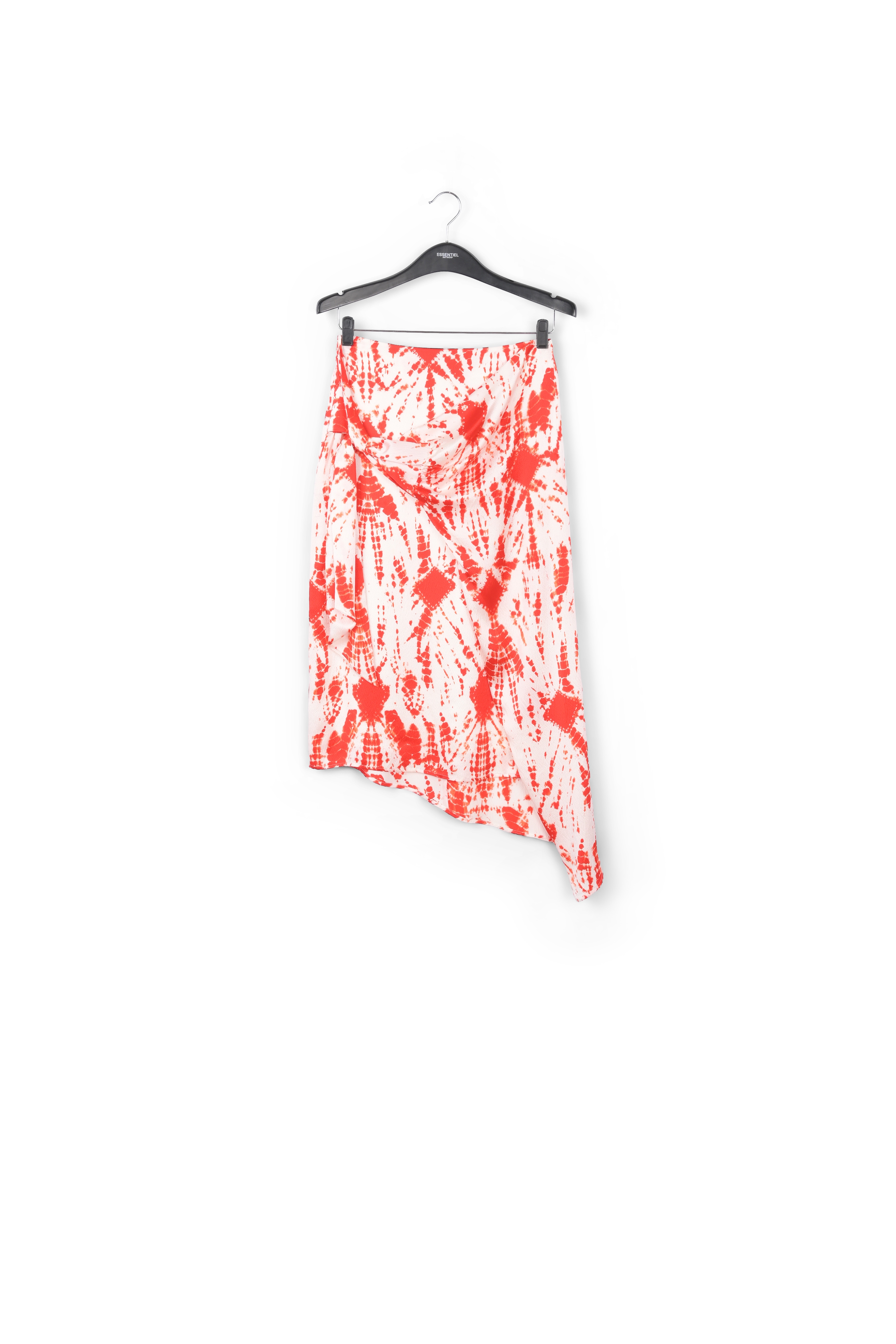 Off-white and red tie-dyed silk midi skirt RE—SSENTIEL second-hand photo 1