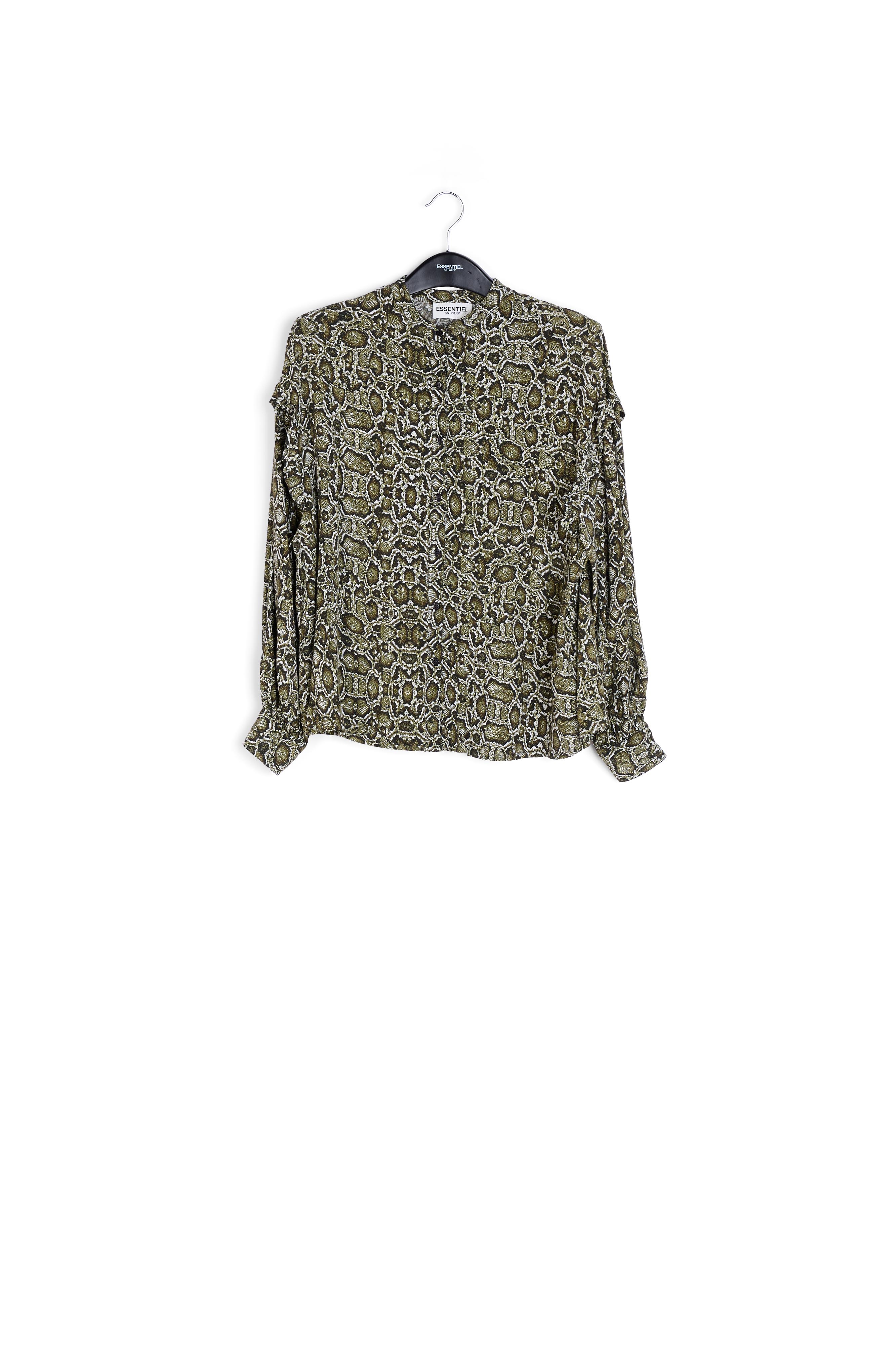 Kakigroen hemd met slangenprint RE—SSENTIEL tweedehands photo 1