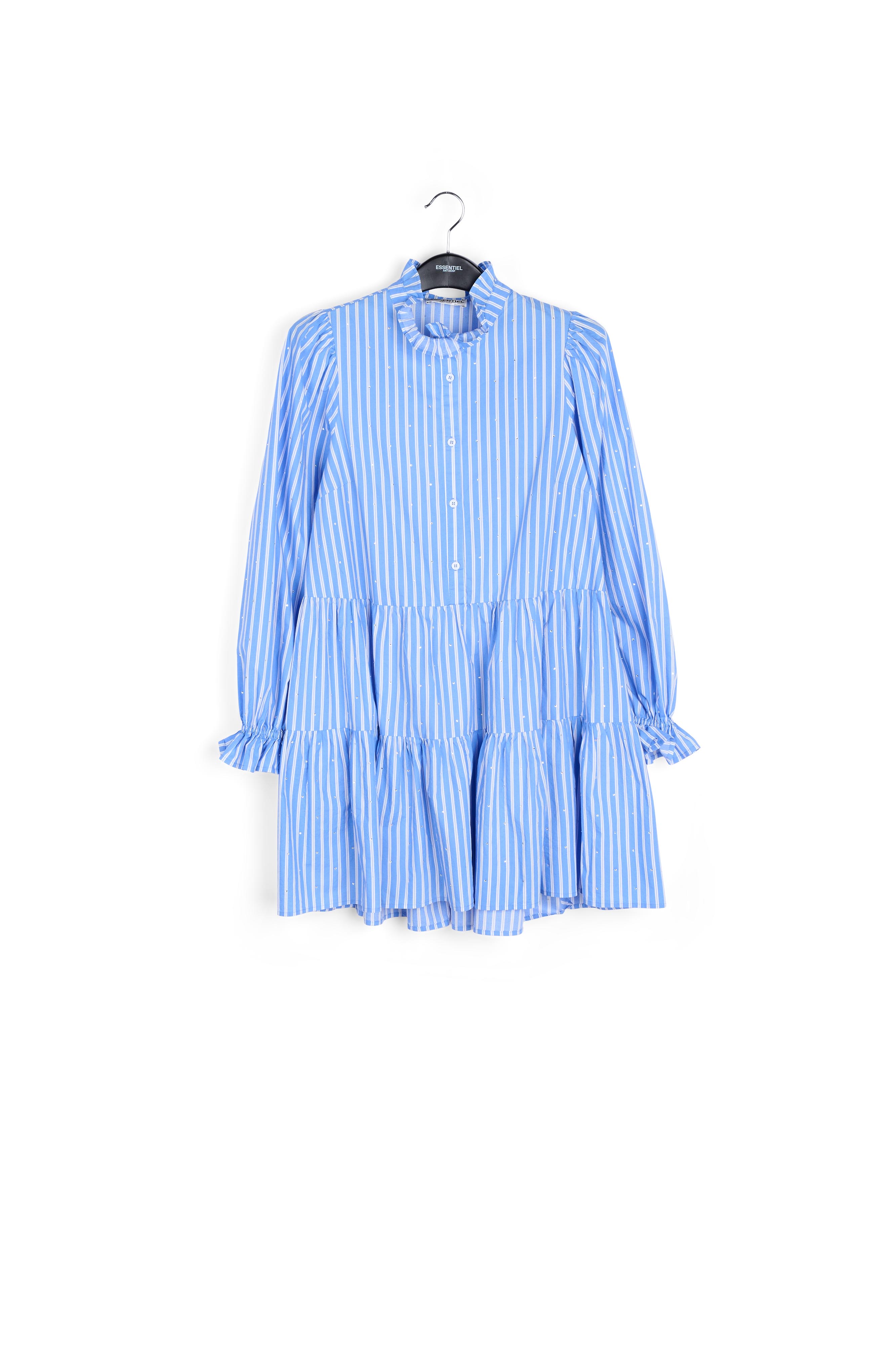 Mini robe bleu clair en popeline avec strass RE—SSENTIEL seconde main photo 1