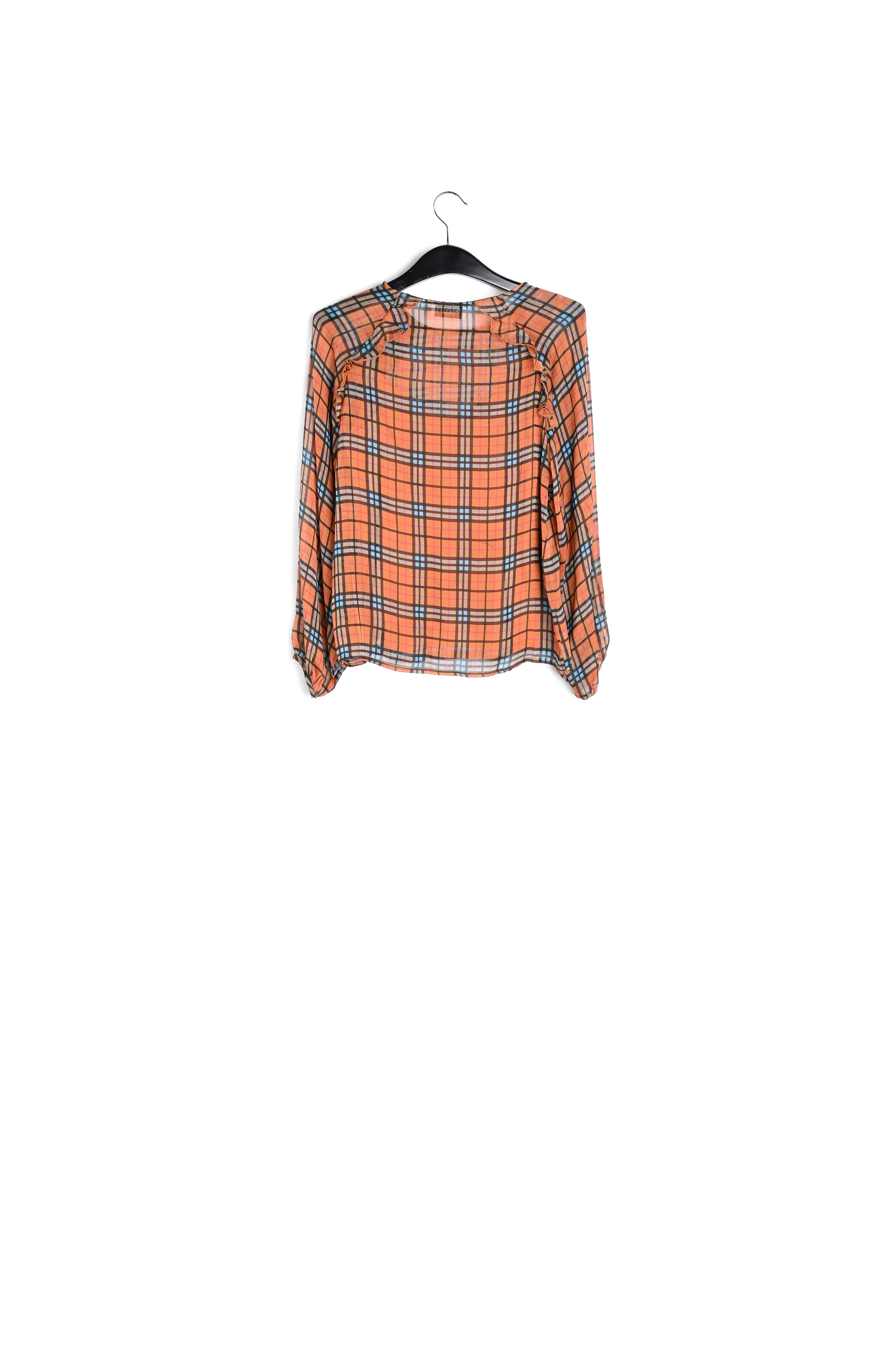 Oranje zijden blouse met ruitjes RE—SSENTIEL tweedehands photo 2