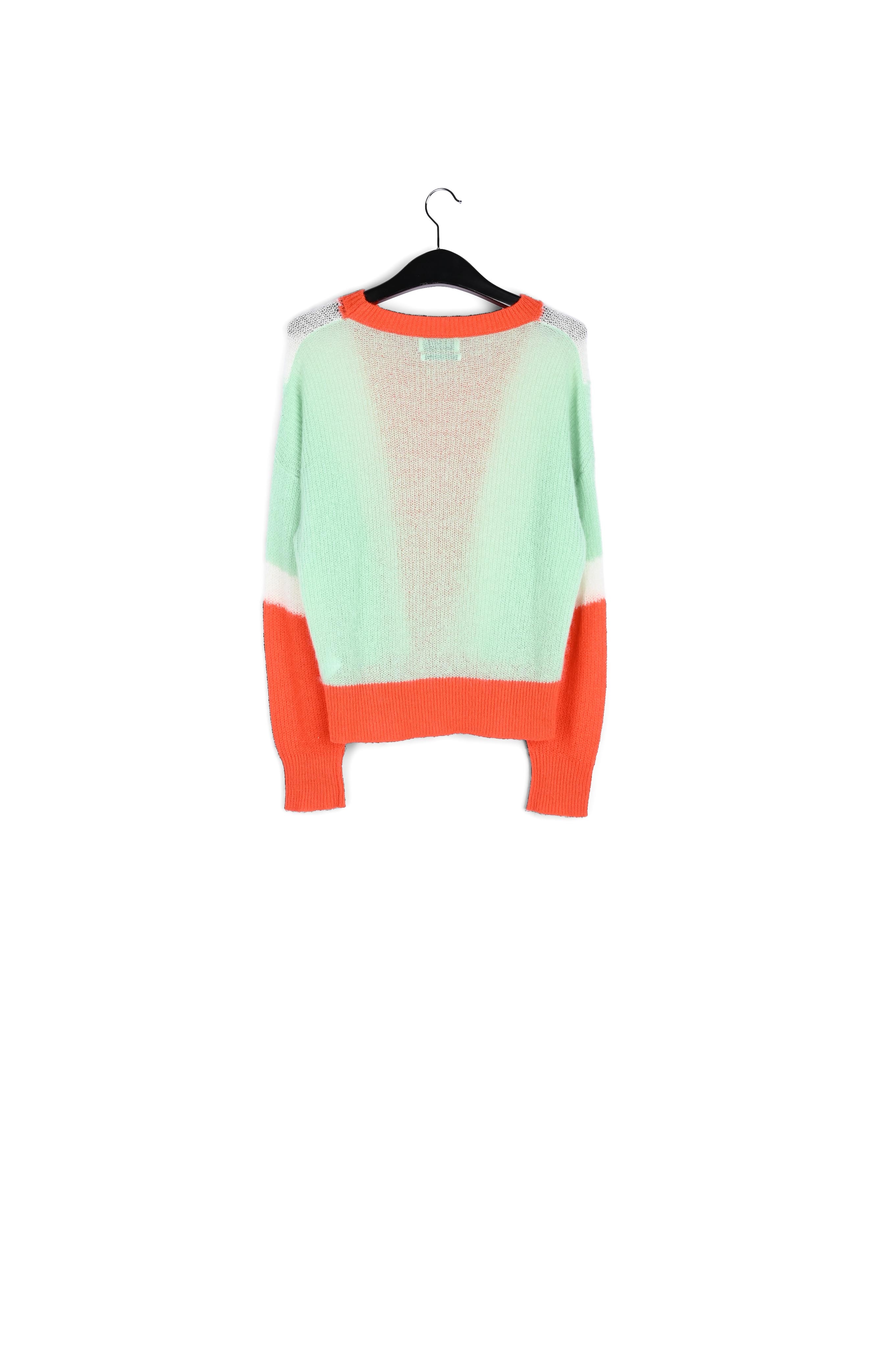 Oranje, gebroken witte en muntgroene trui met mohair RE—SSENTIEL tweedehands photo 2