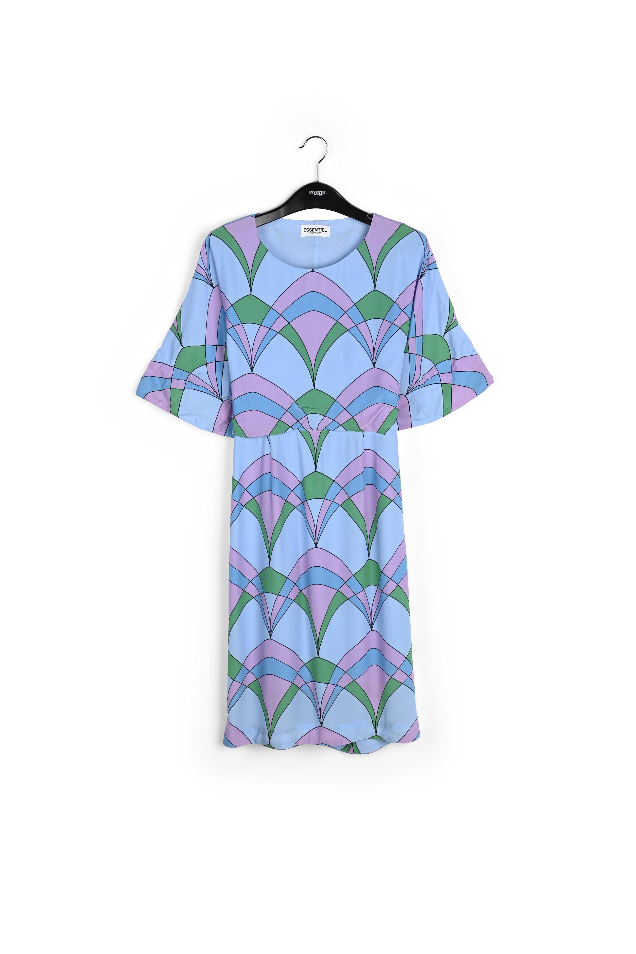 Robe longueur genou bleu clair avec imprimé graphique RE—SSENTIEL seconde main photo 1