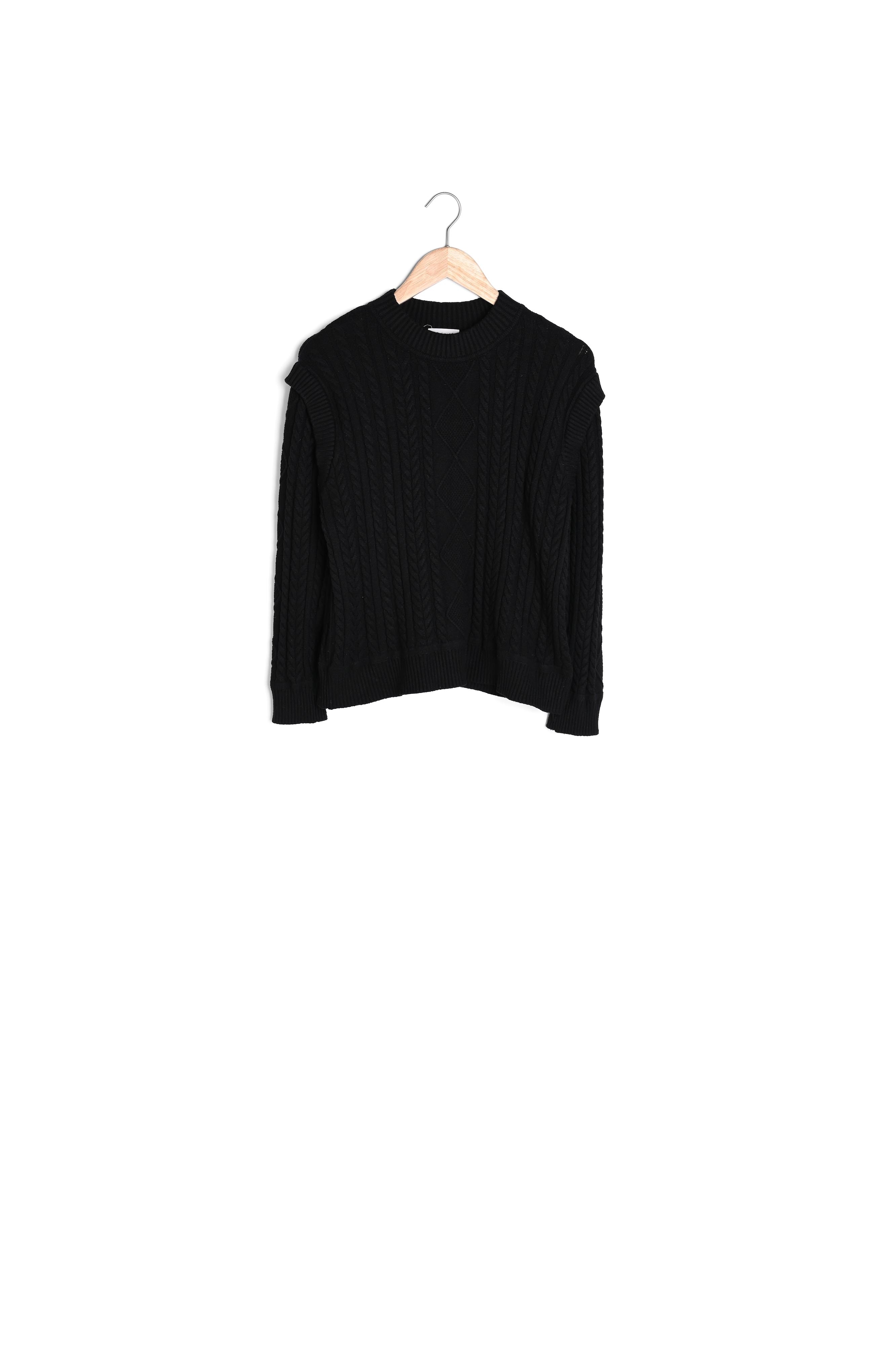 Pull torsadé en viscose EcoVero noir Basso Maison 123 seconde main photo 3