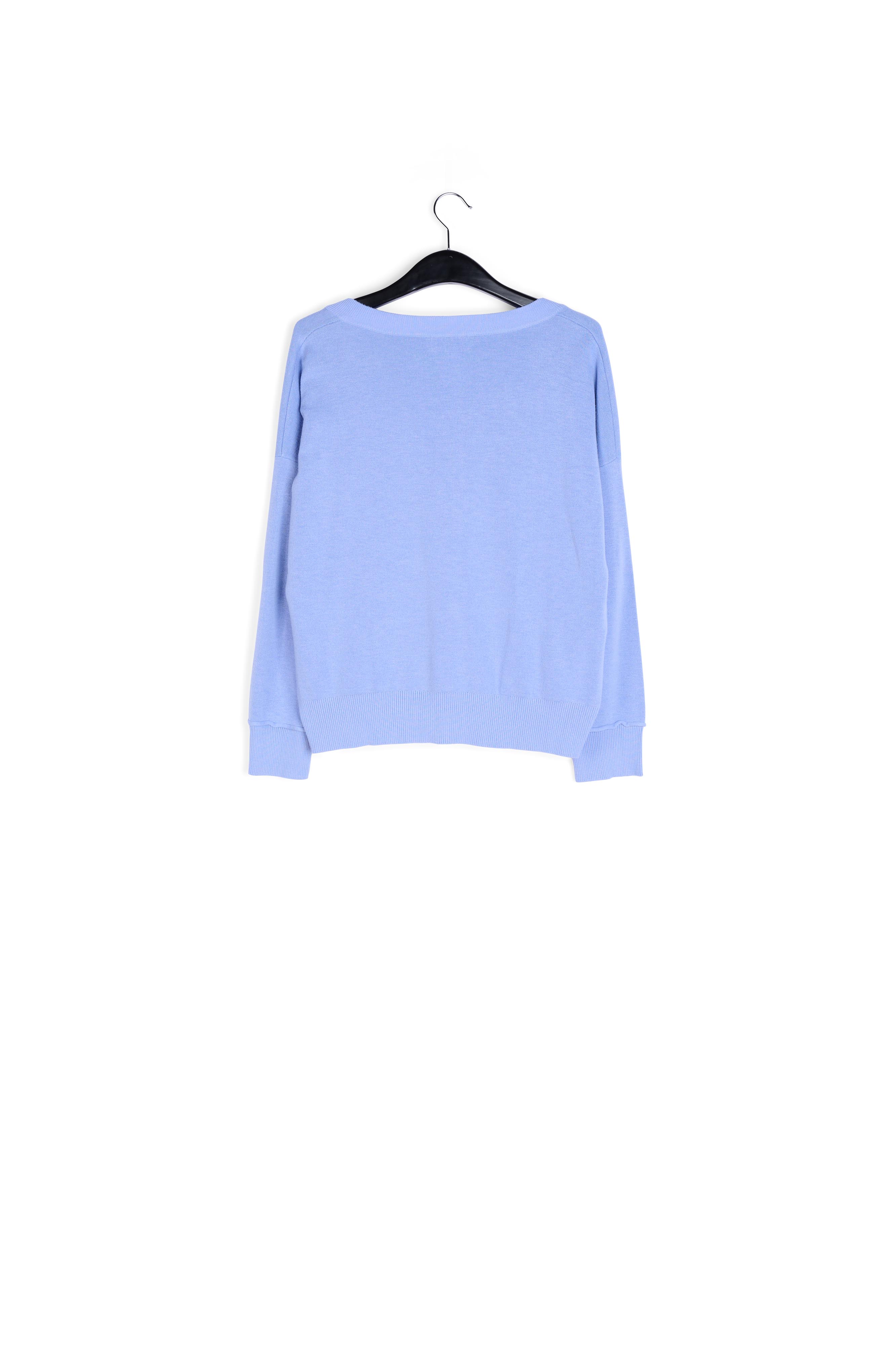 Pull carré bleu clair à encolure v RE—SSENTIEL seconde main photo 2