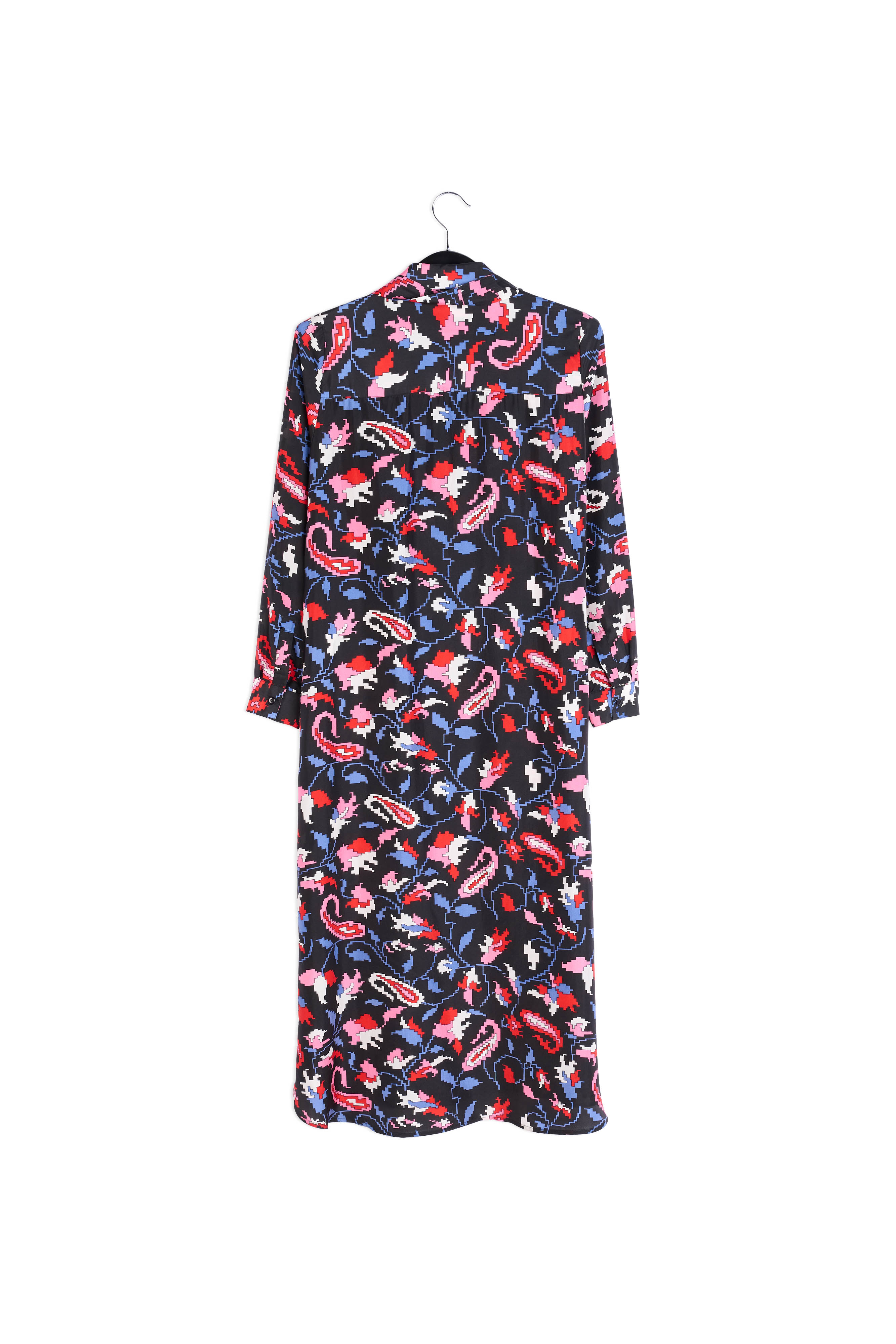 Black silk shirt dress with floral print RE—SSENTIEL second-hand photo 2