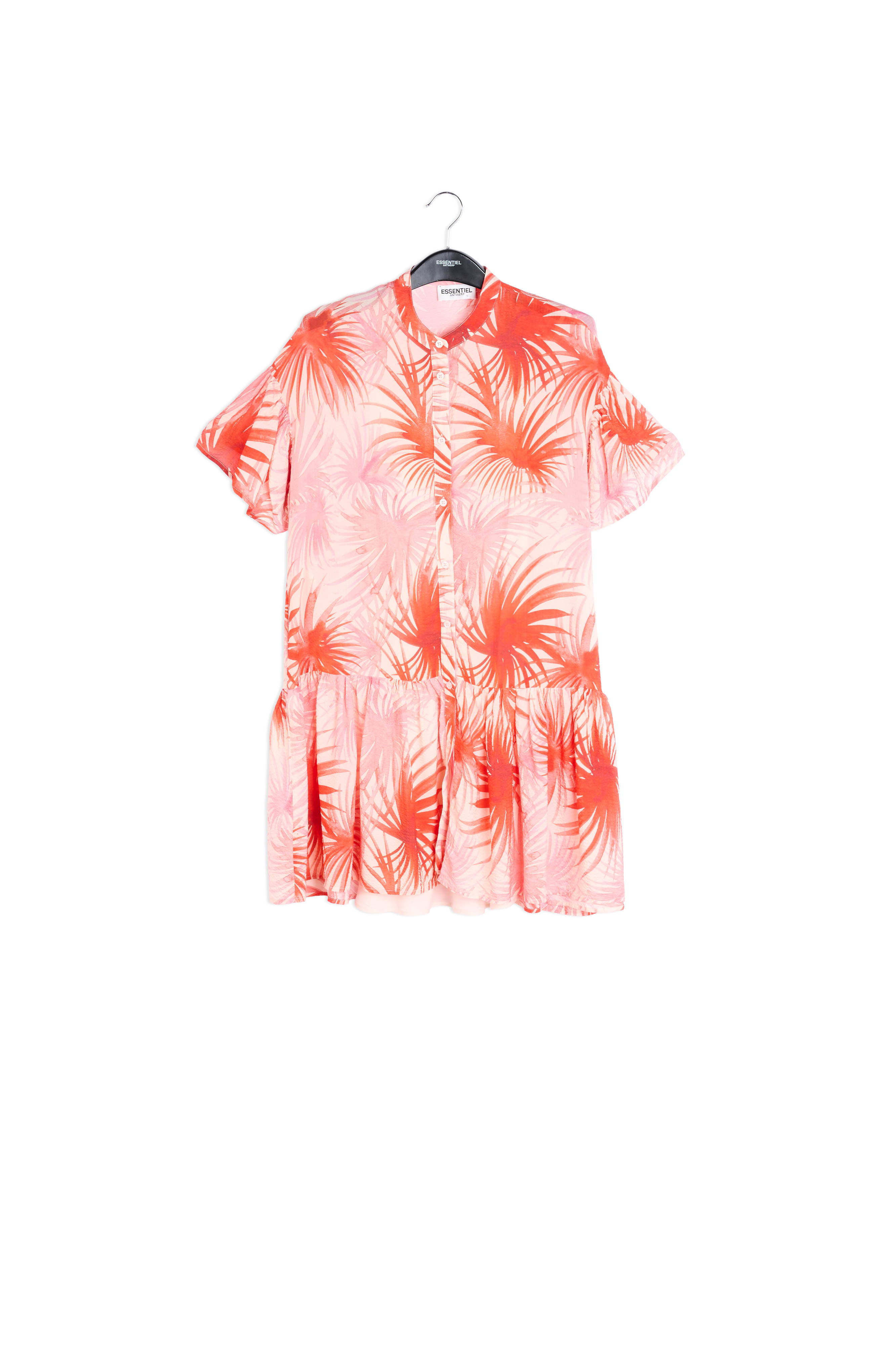 Orange viscose-silk palm leaf print mini dress RE—SSENTIEL second-hand photo 1