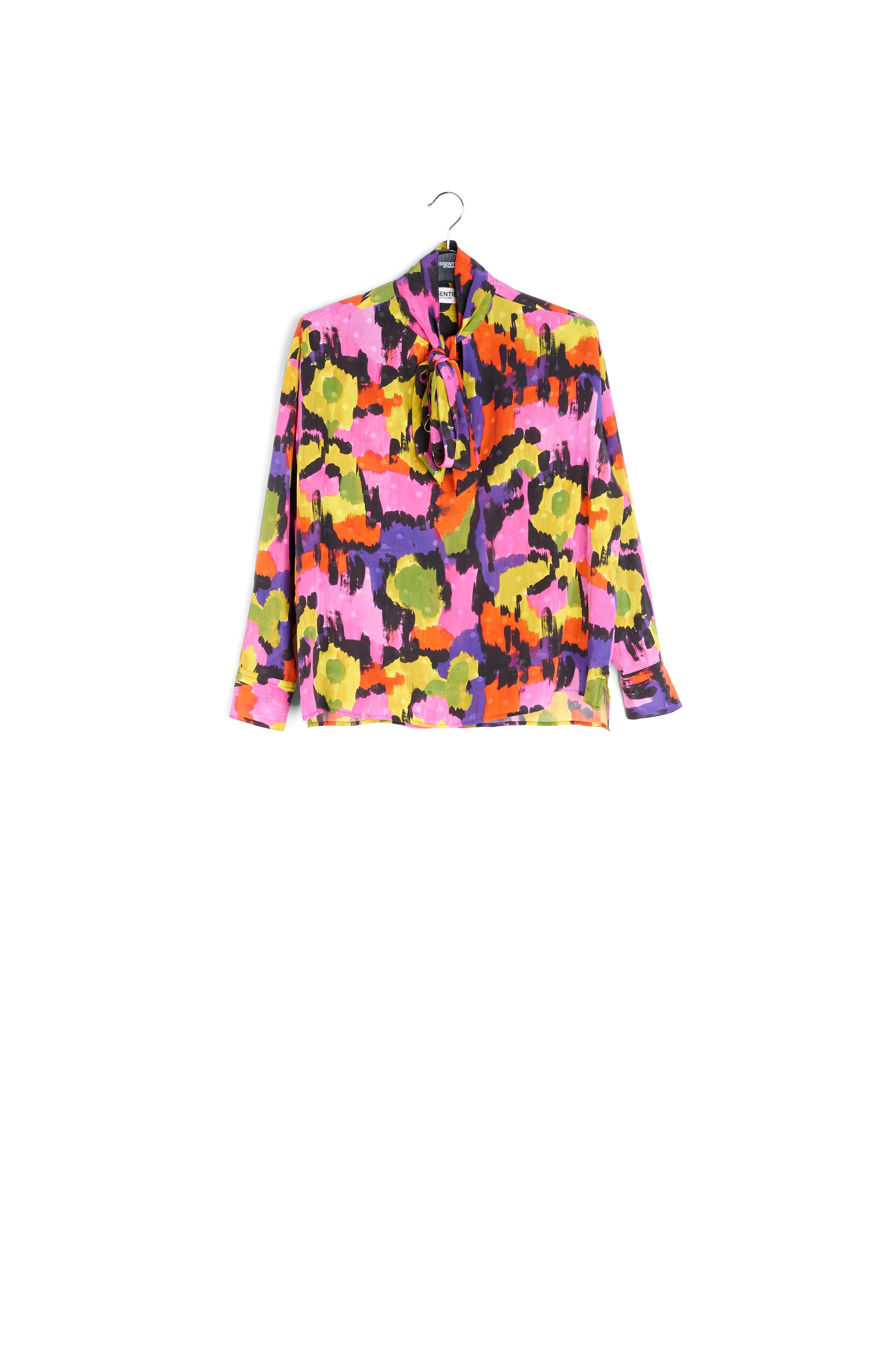Colorful silk shirt with pussy-bow collar RE—SSENTIEL second-hand photo 1