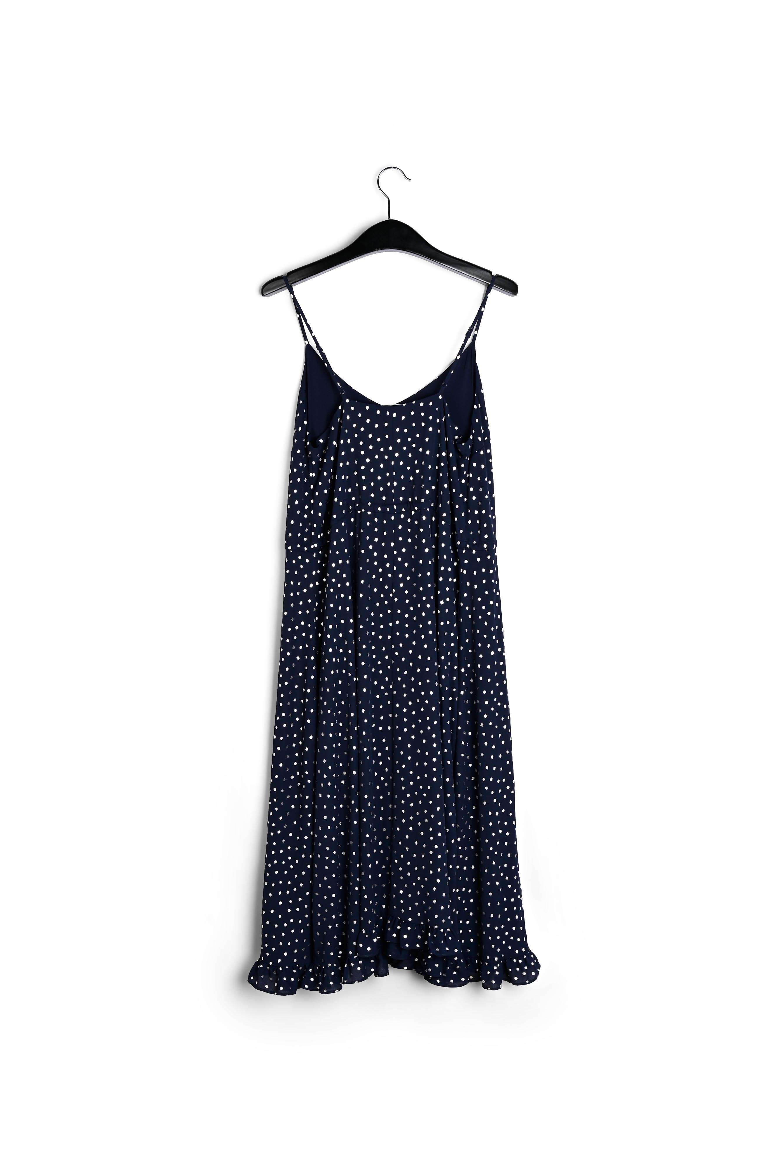 Donkerblauwe midi-jurk met zilveren stippen RE—SSENTIEL tweedehands photo 2