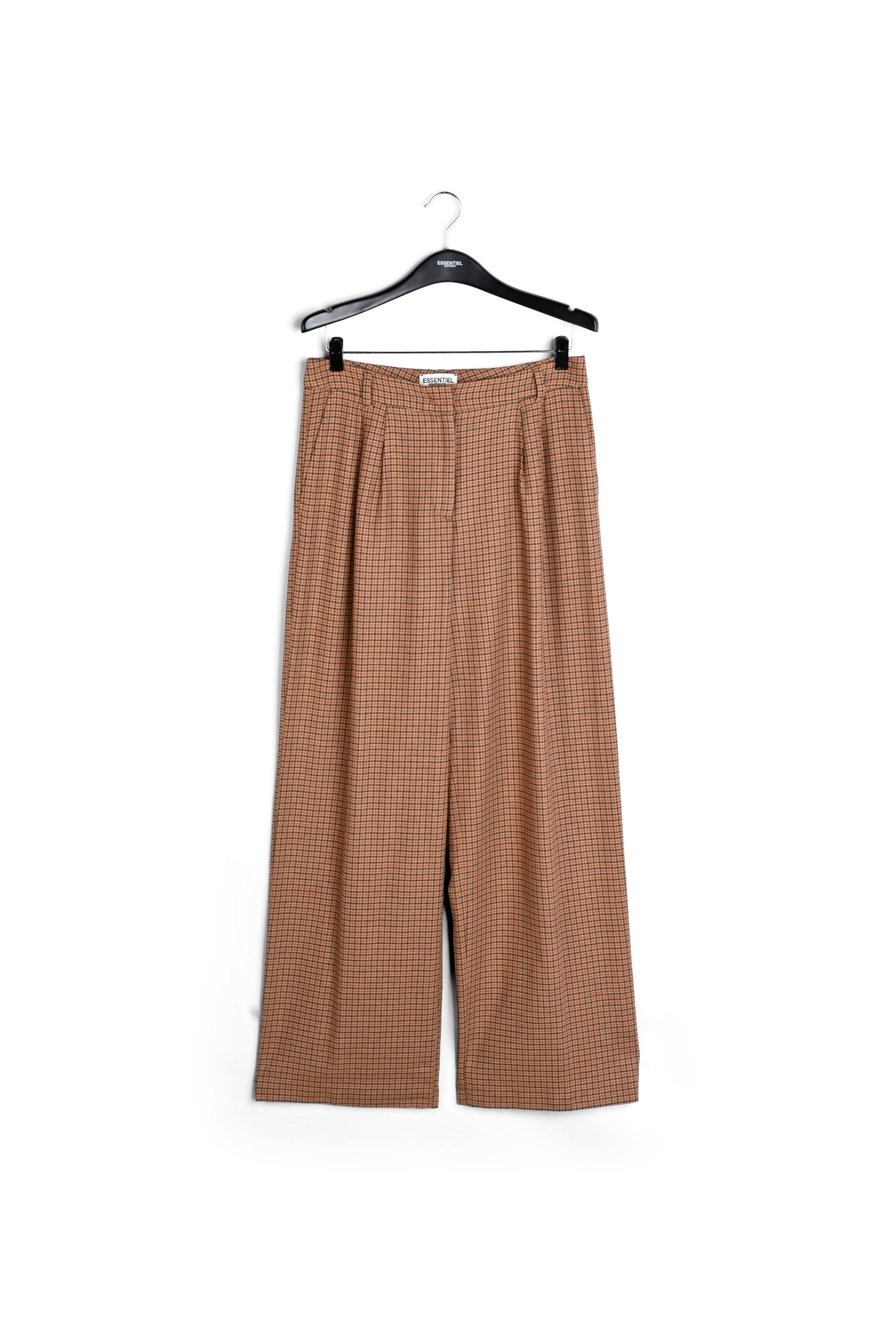 Pantalon à carreaux marron aux jambes larges RE—SSENTIEL seconde main photo 1