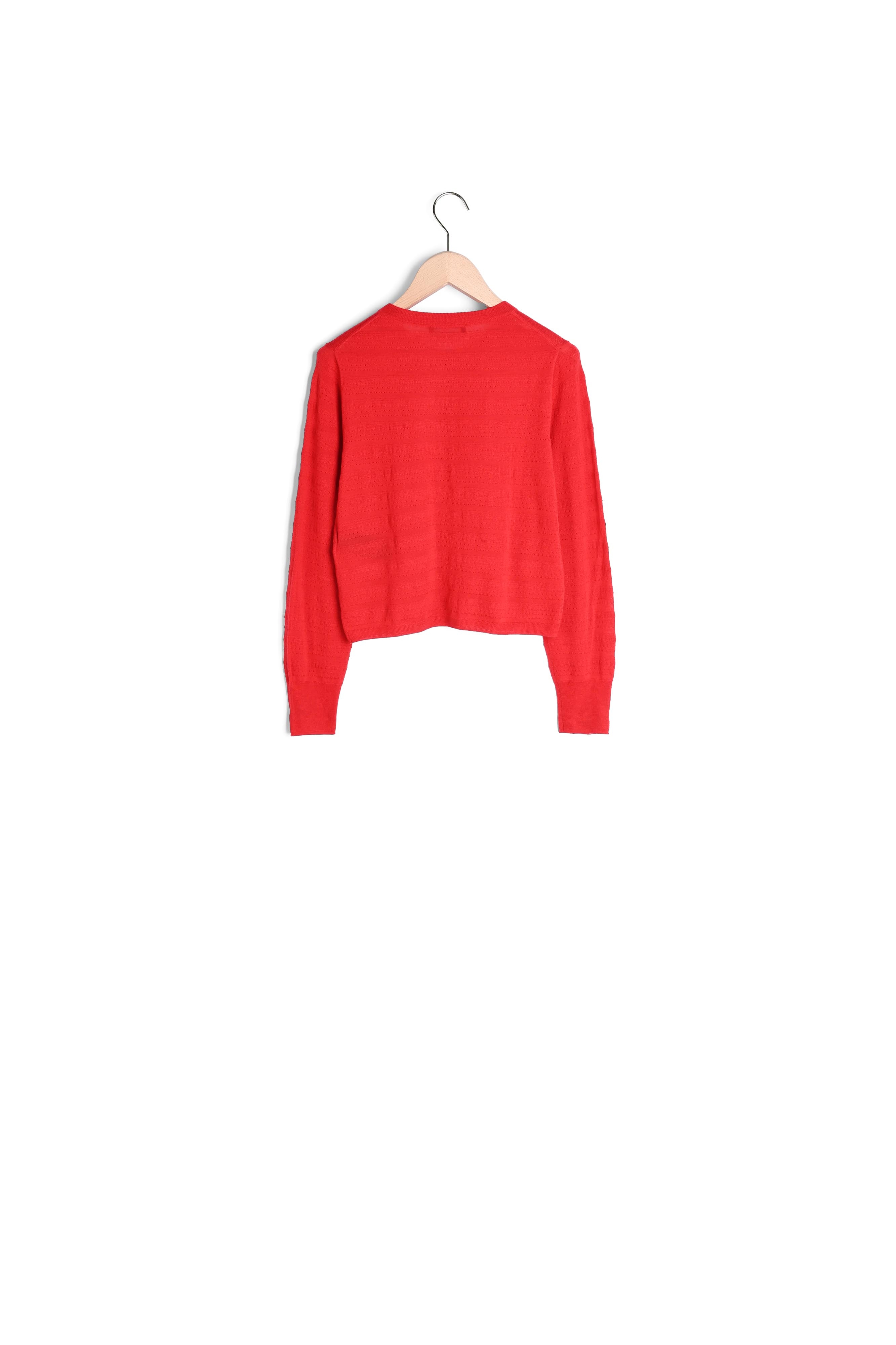 Gilet Gaspard rouge en merinos extrafin Tara Jarmon seconde main photo 2