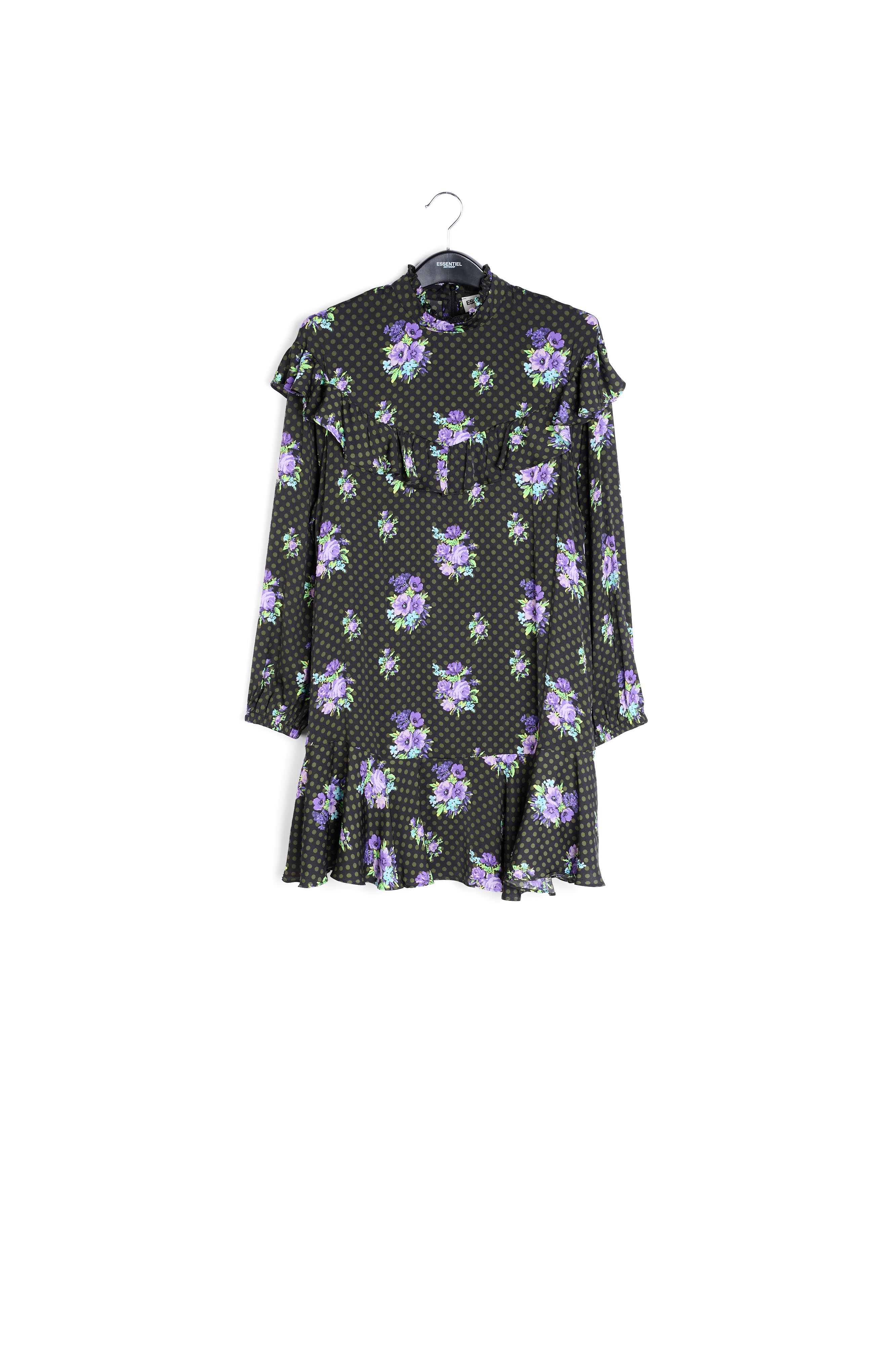 Robe à ligne a noire et pourpre à volants RE—SSENTIEL seconde main photo 1